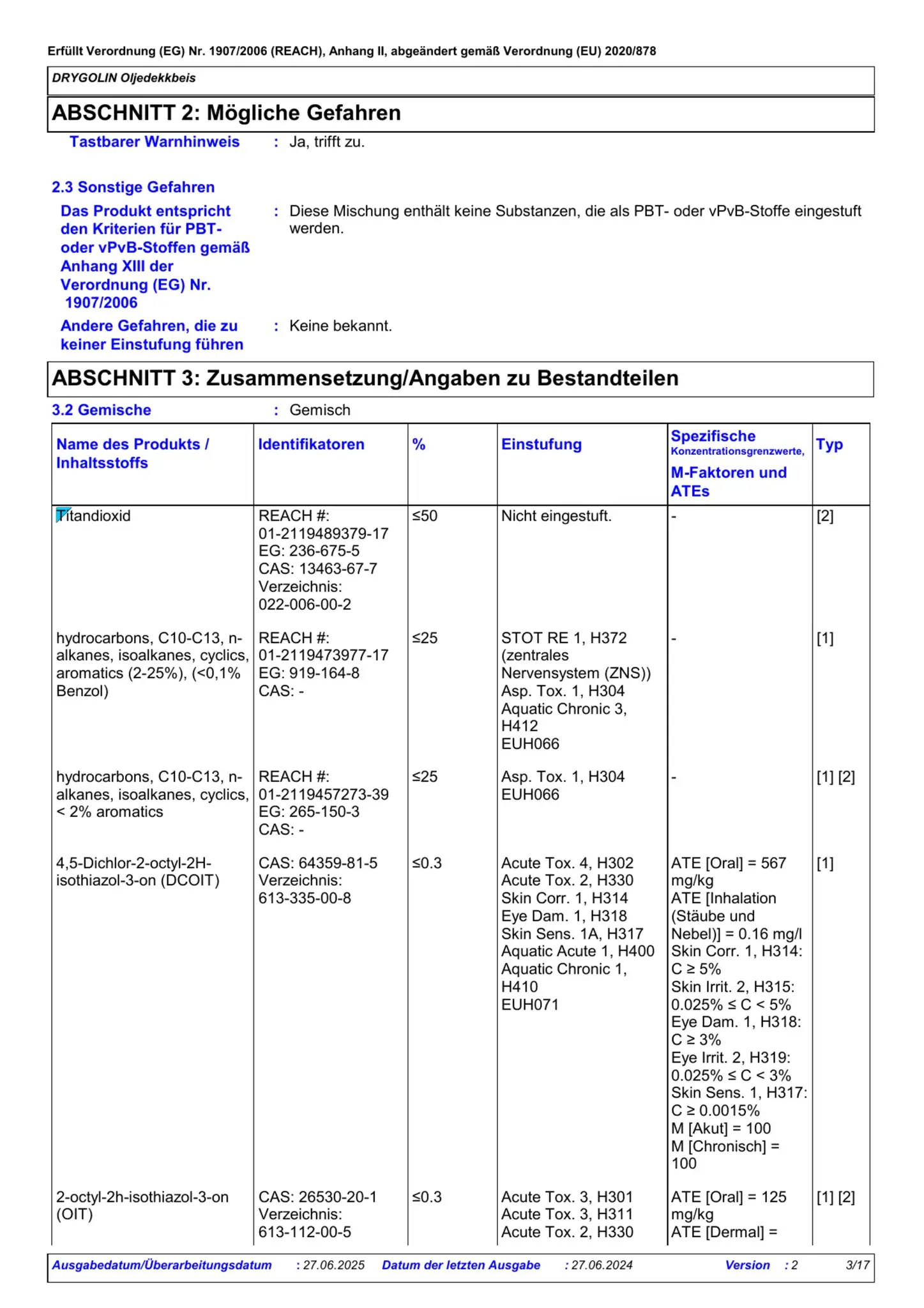 Sicherheitsdatenblatt Jotun Drygolin Oljedekkbeis Seite 3