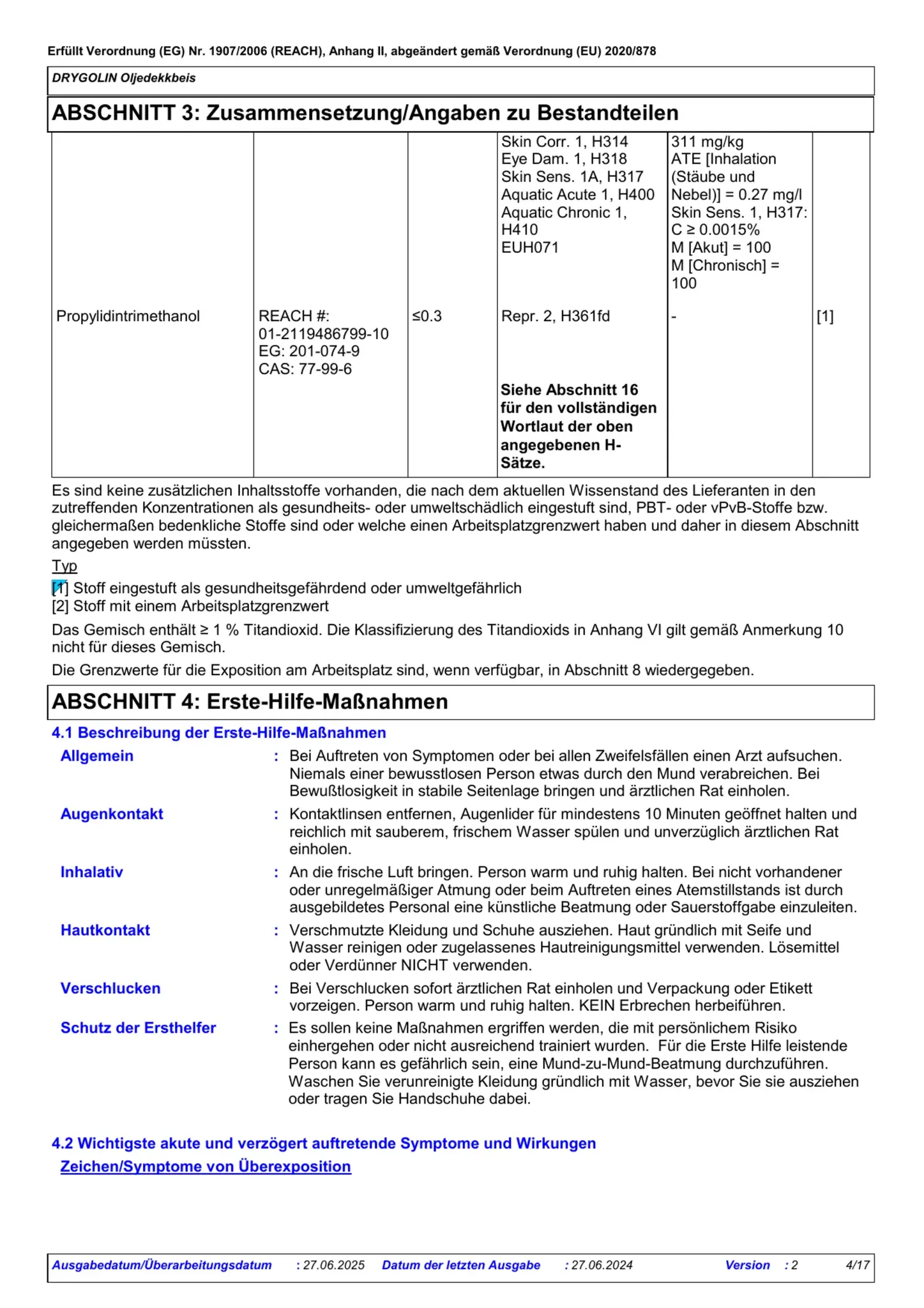 Sicherheitsdatenblatt Jotun Drygolin Oljedekkbeis Seite 4