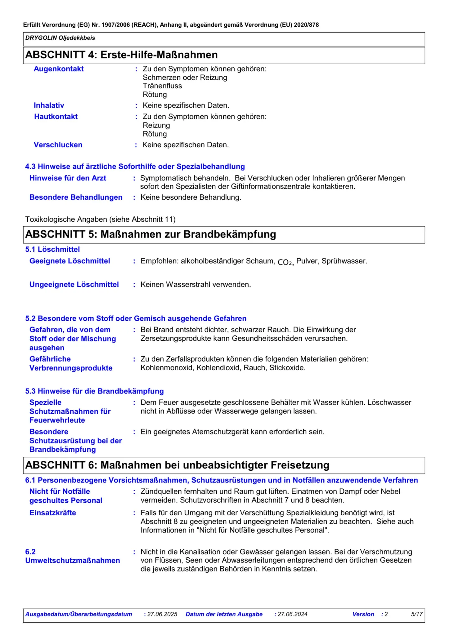 Sicherheitsdatenblatt Jotun Drygolin Oljedekkbeis Seite 5