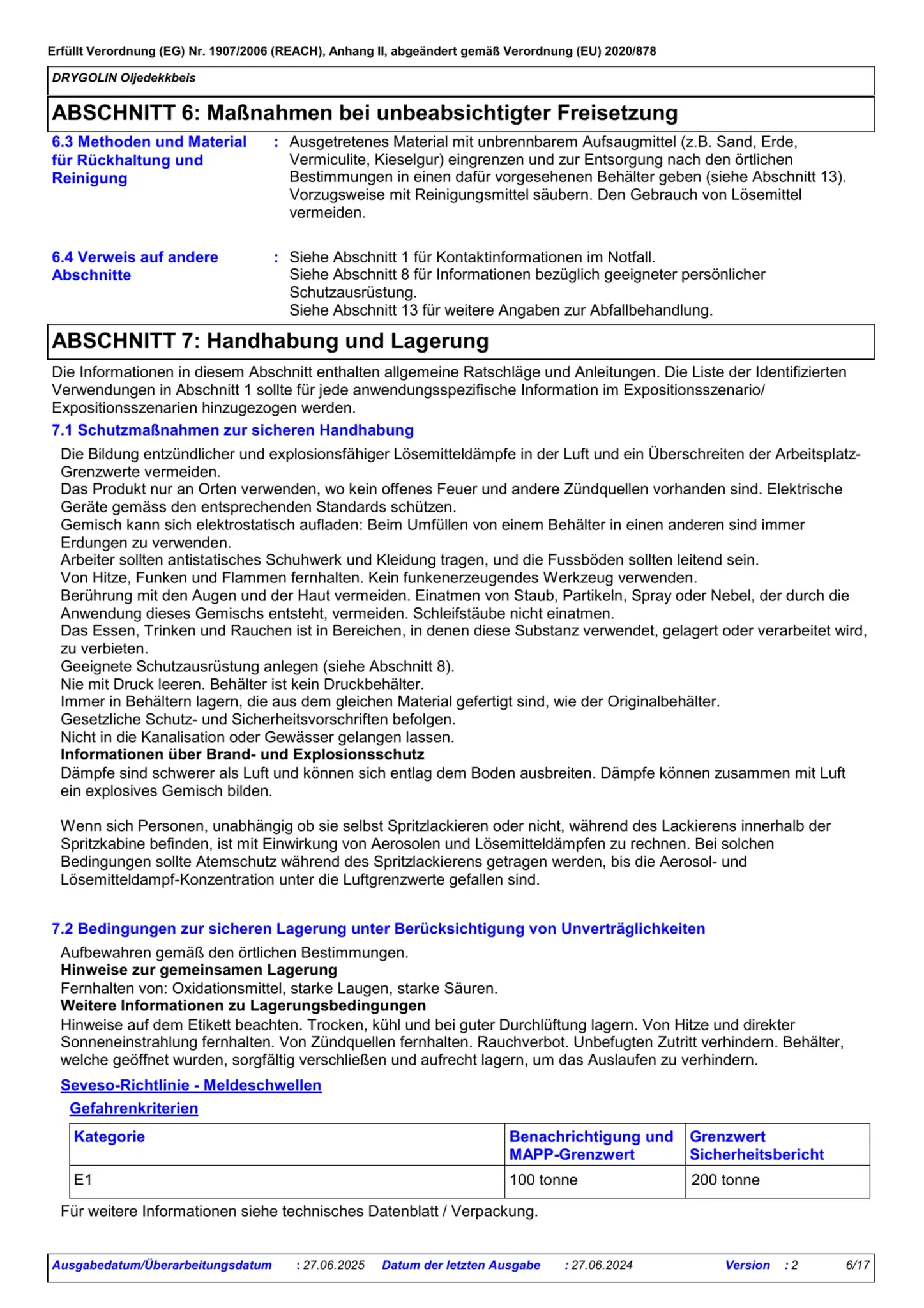 Sicherheitsdatenblatt Jotun Drygolin Oljedekkbeis Seite 6