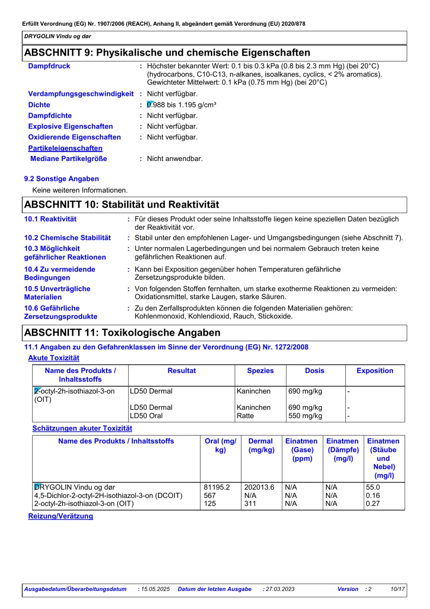 Sicherheitsdatenblatt Jotun Drygolin Vindu og Dør Seite 10