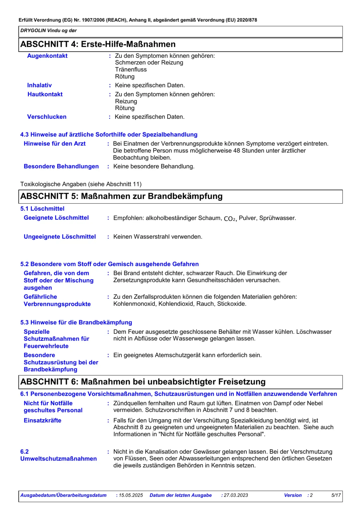 Sicherheitsdatenblatt Jotun Drygolin Vindu og Dør Seite 5