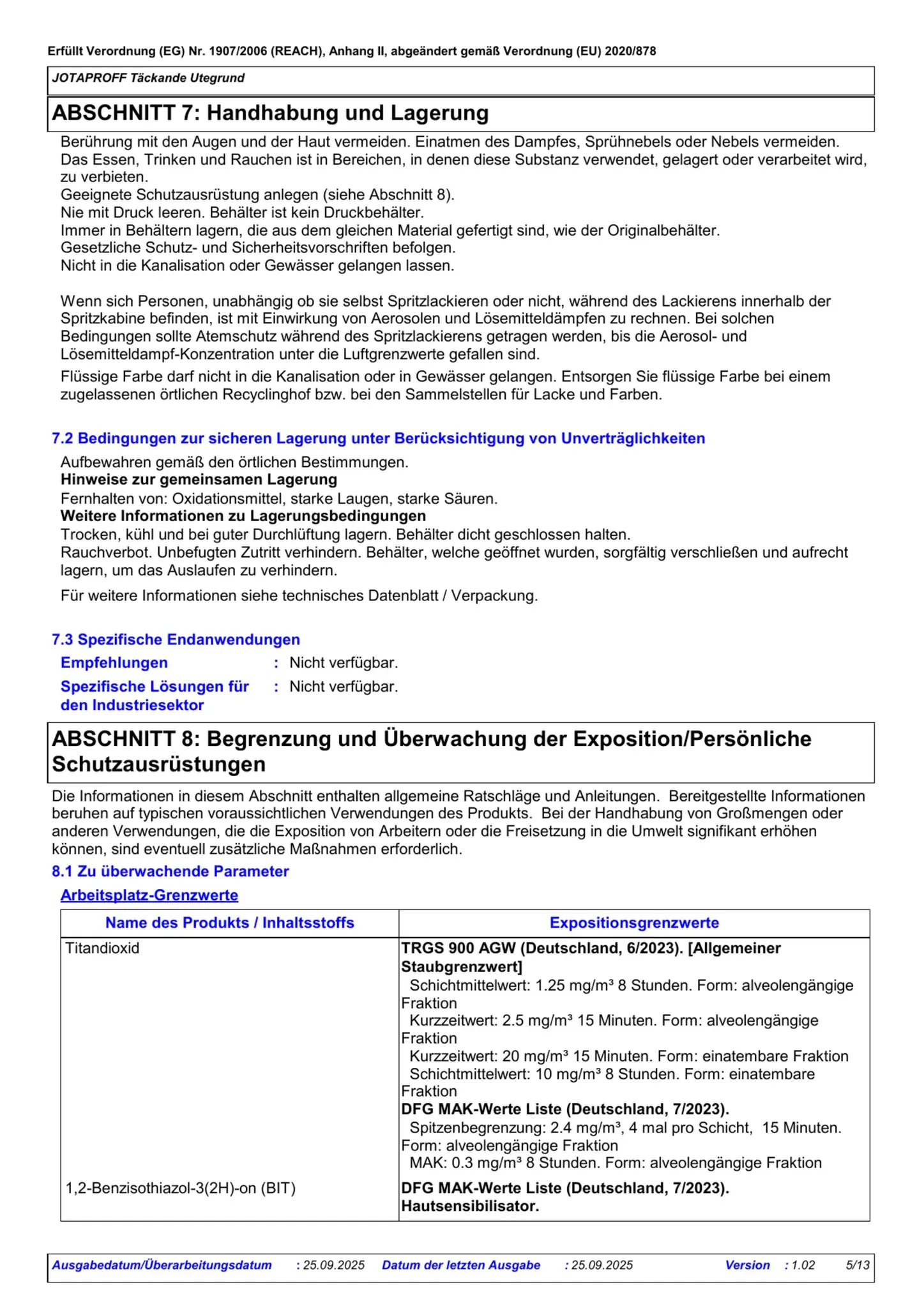 Sicherheitsdatenblatt Jotun Jotaproff Täckande Utegrund Seite 5
