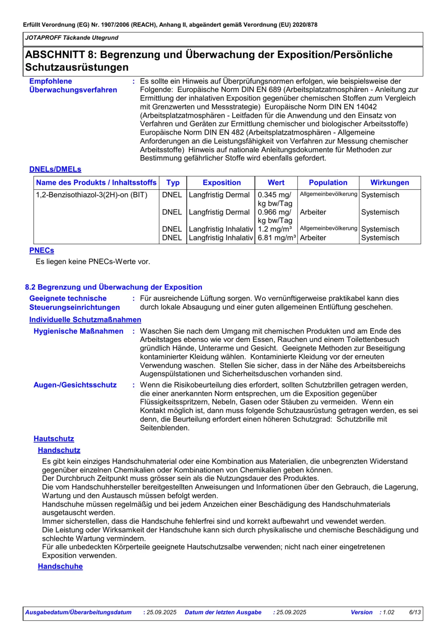 Sicherheitsdatenblatt Jotun Jotaproff Täckande Utegrund Seite 6