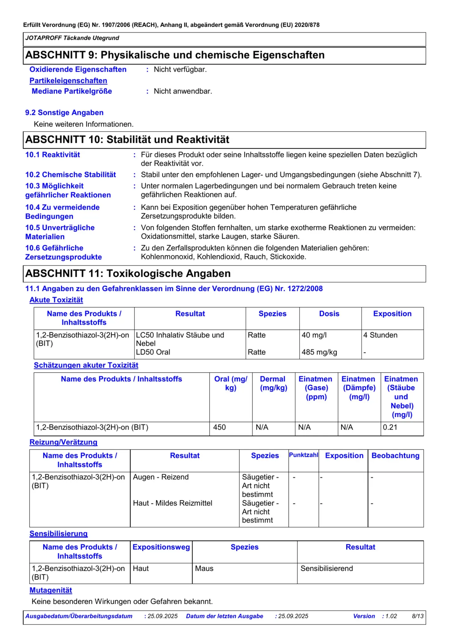 Sicherheitsdatenblatt Jotun Jotaproff Täckande Utegrund Seite 8