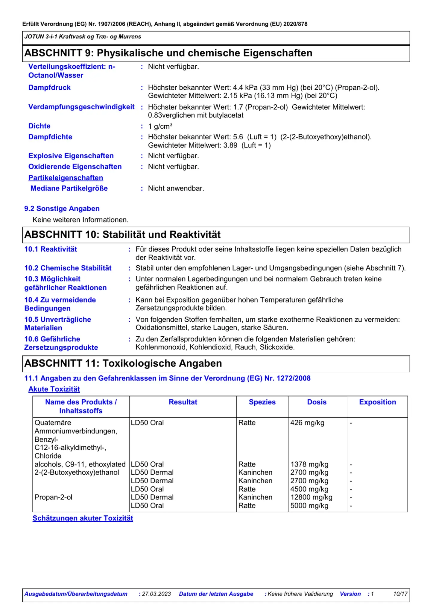 Sicherheitsdatenblatt Jotun Kraftvask Seite 10