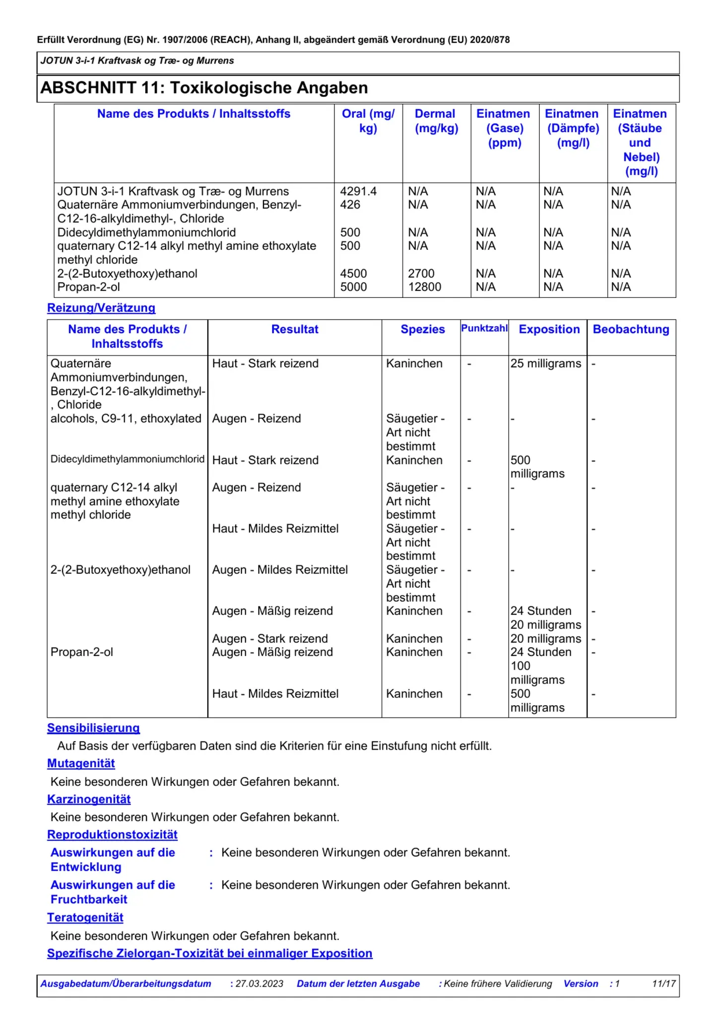 Sicherheitsdatenblatt Jotun Kraftvask Seite 11