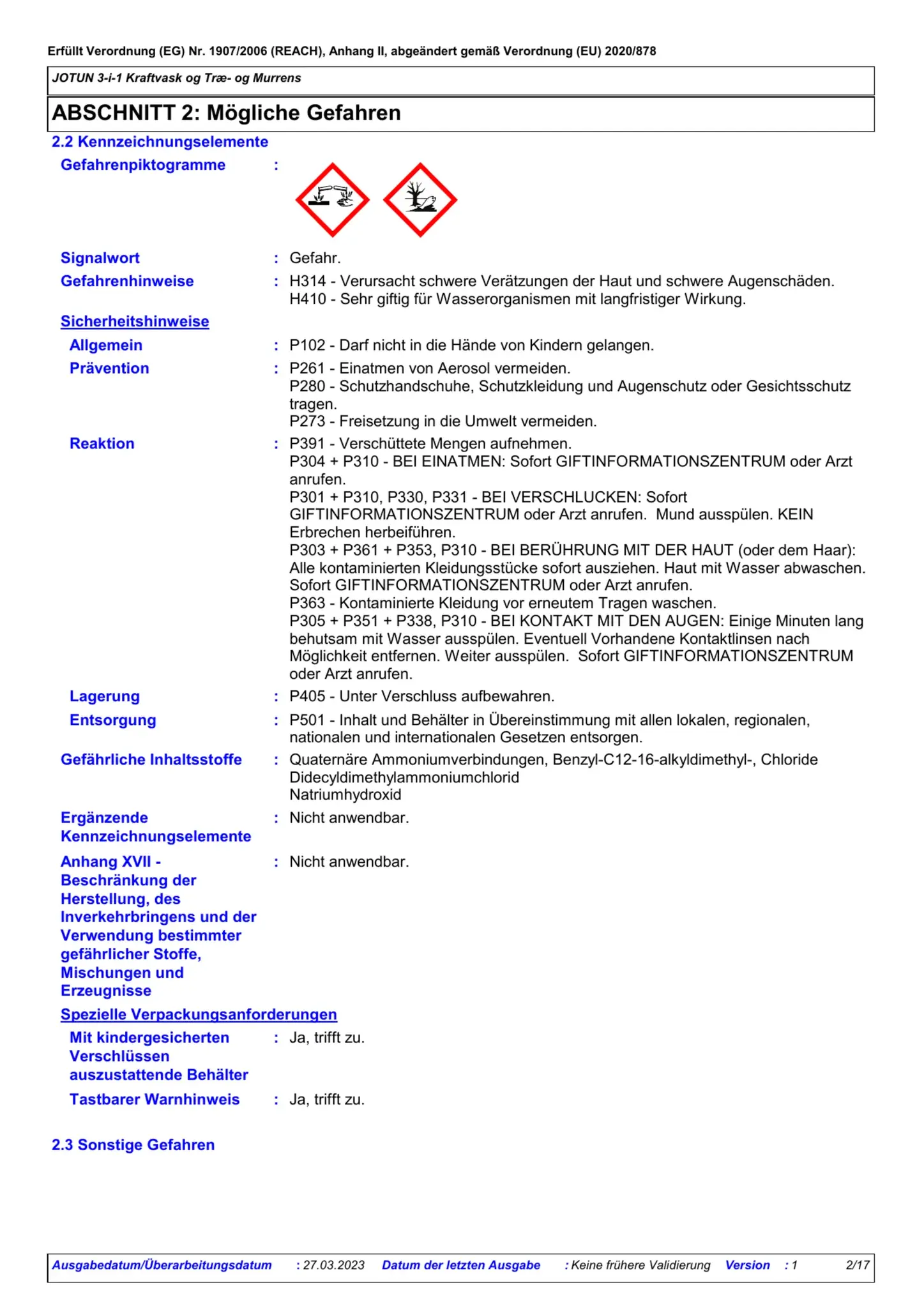 Sicherheitsdatenblatt Jotun Kraftvask Seite 2