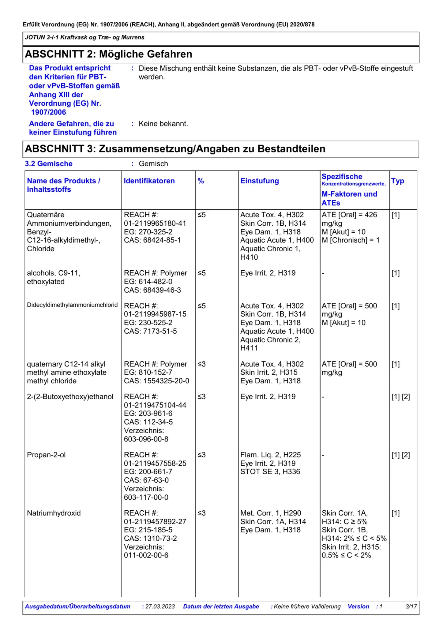 Sicherheitsdatenblatt Jotun Kraftvask Seite 3