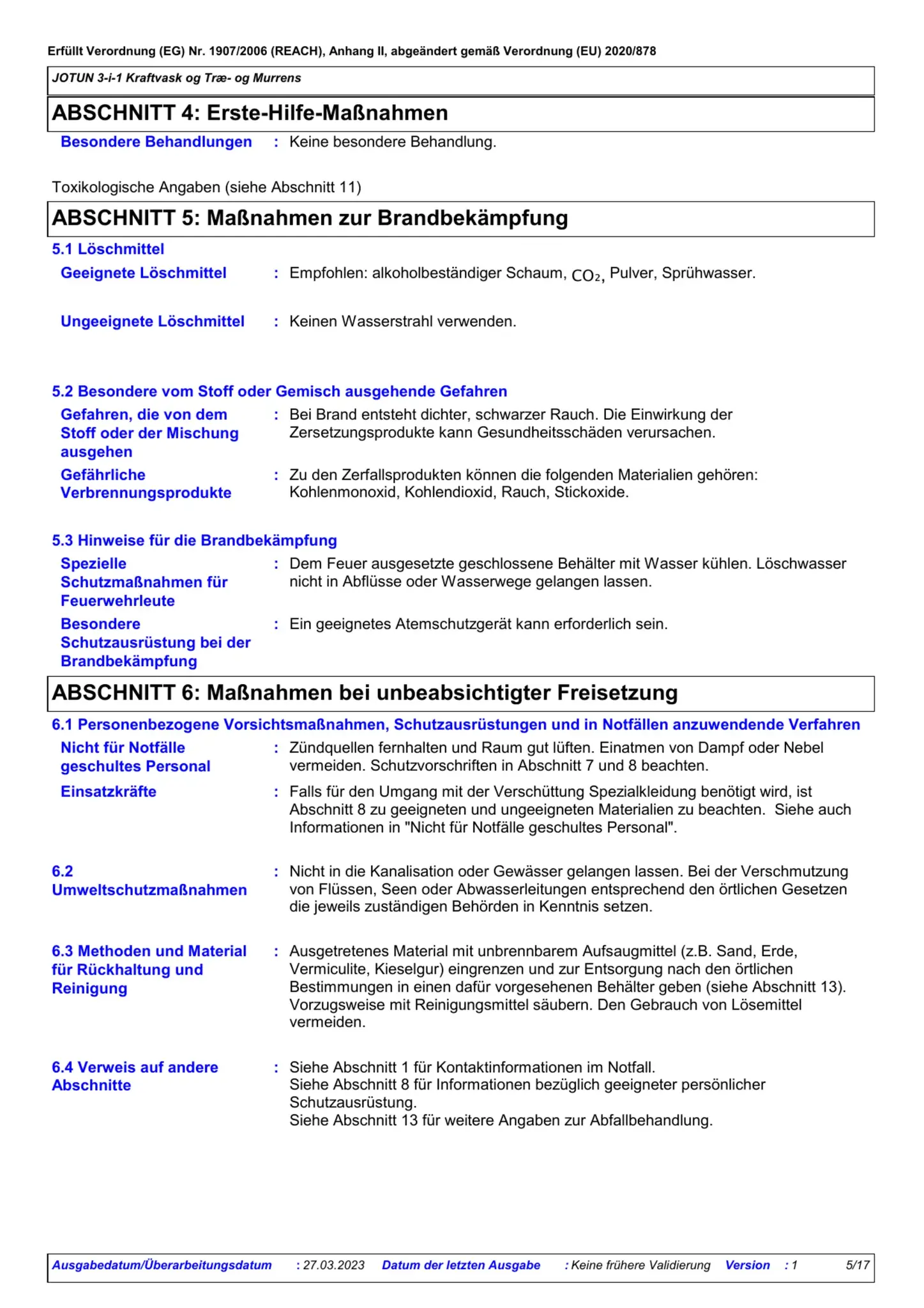Sicherheitsdatenblatt Jotun Kraftvask Seite 5