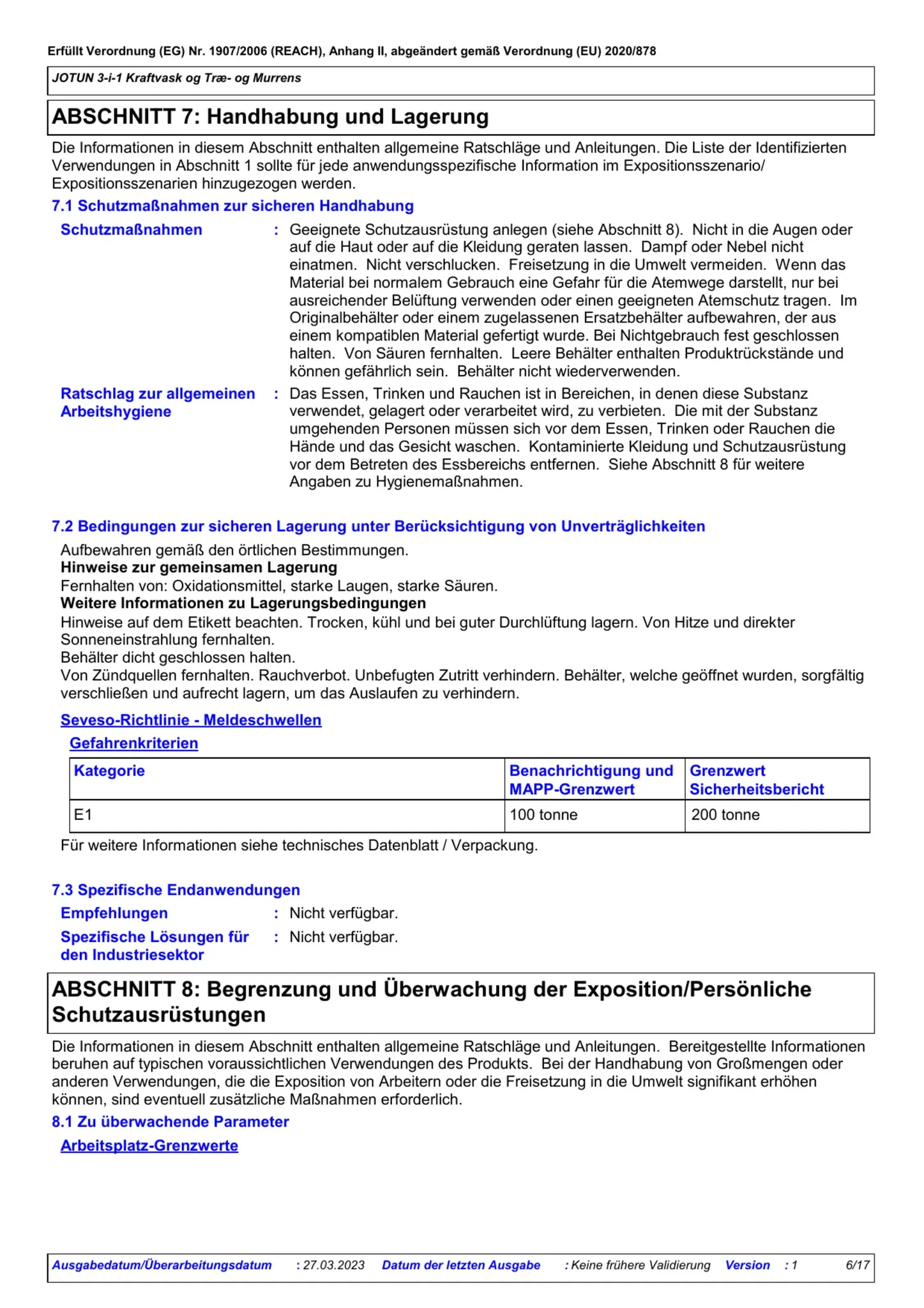 Sicherheitsdatenblatt Jotun Kraftvask Seite 6