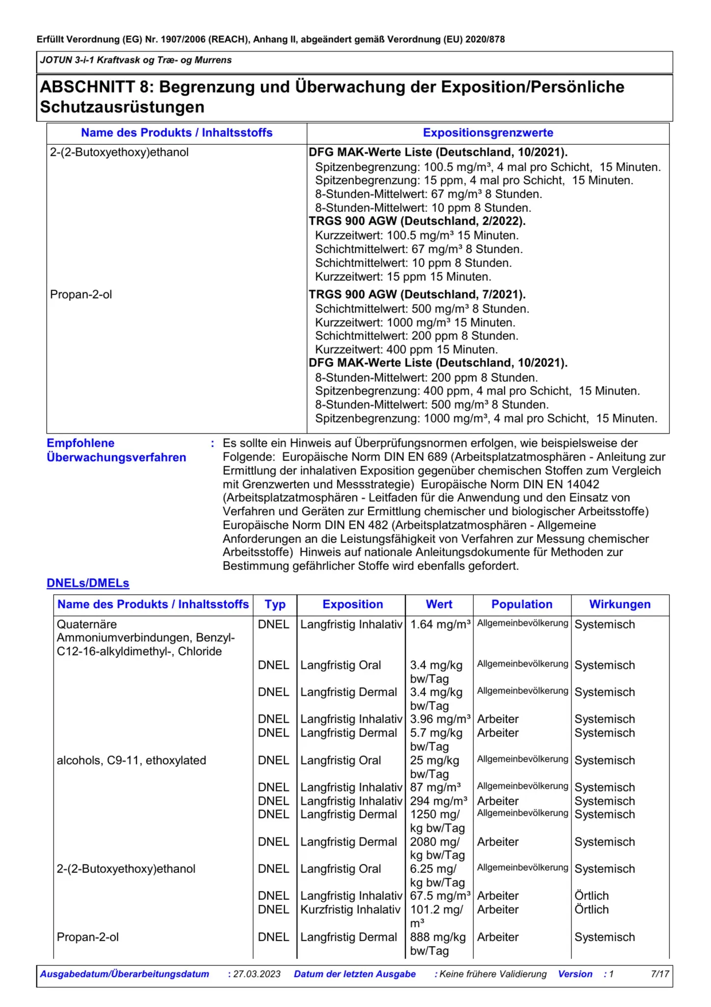 Sicherheitsdatenblatt Jotun Kraftvask Seite 7