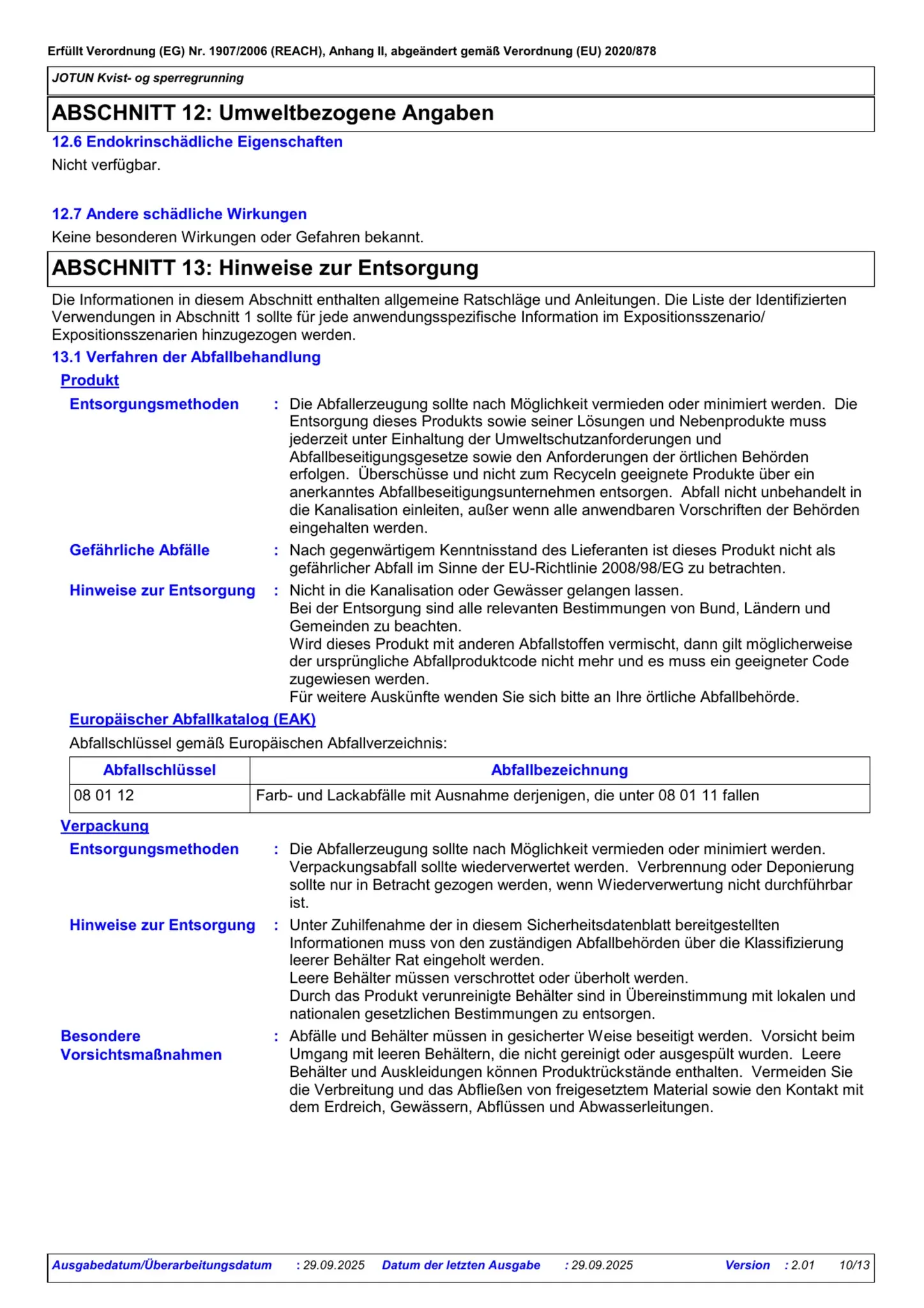 Sicherheitsdatenblatt Jotun Kvist og Sperregrunning Seite 10
