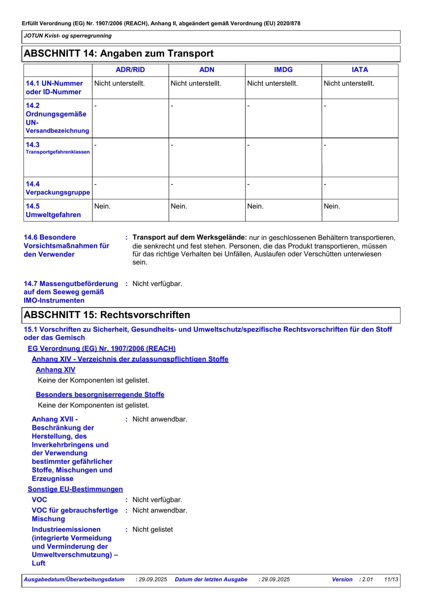 Sicherheitsdatenblatt Jotun Kvist og Sperregrunning Seite 11
