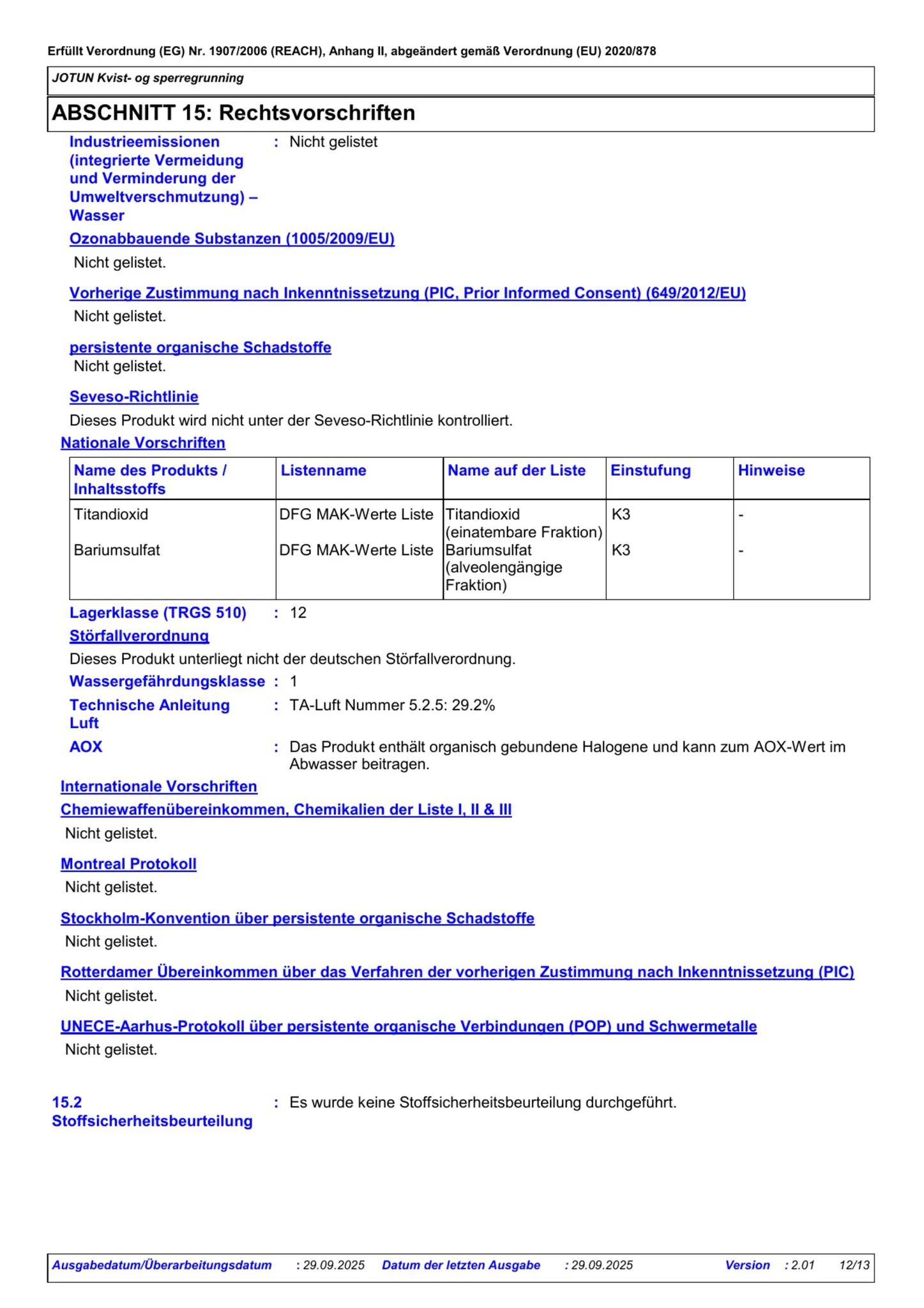 Sicherheitsdatenblatt Jotun Kvist og Sperregrunning Seite 12
