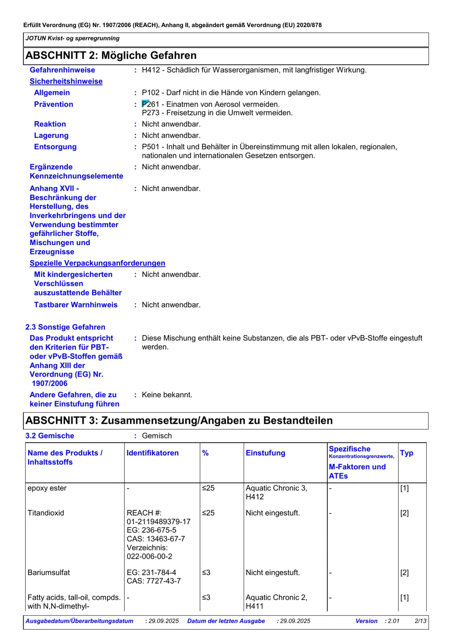 Sicherheitsdatenblatt Jotun Kvist og Sperregrunning Seite 2