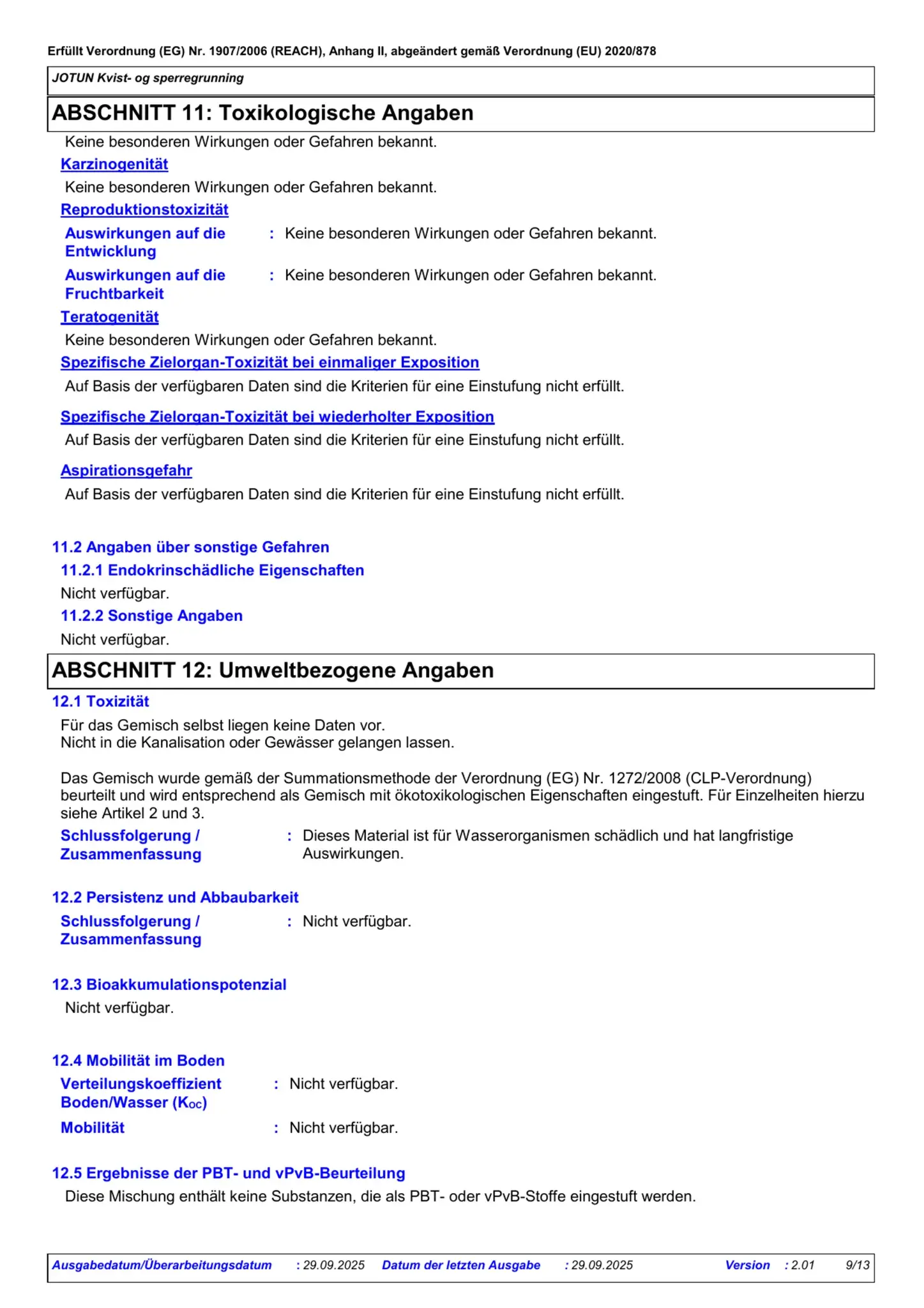 Sicherheitsdatenblatt Jotun Kvist og Sperregrunning Seite 9