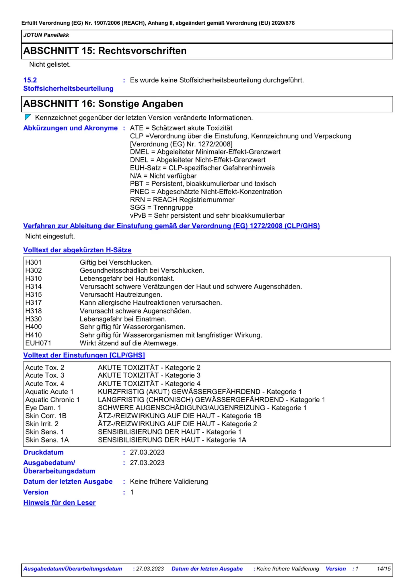 Sicherheitsdatenblatt Jotun Panellakk Seite 14