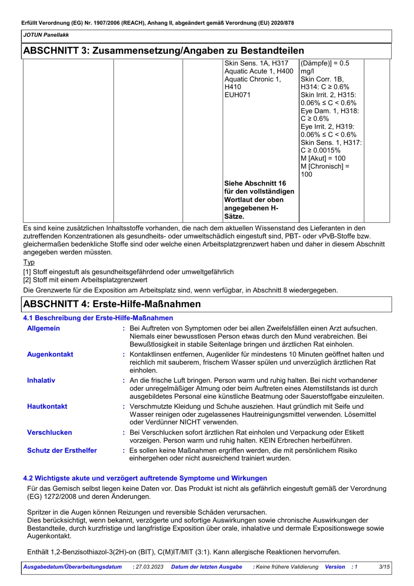 Sicherheitsdatenblatt Jotun Panellakk Seite 3