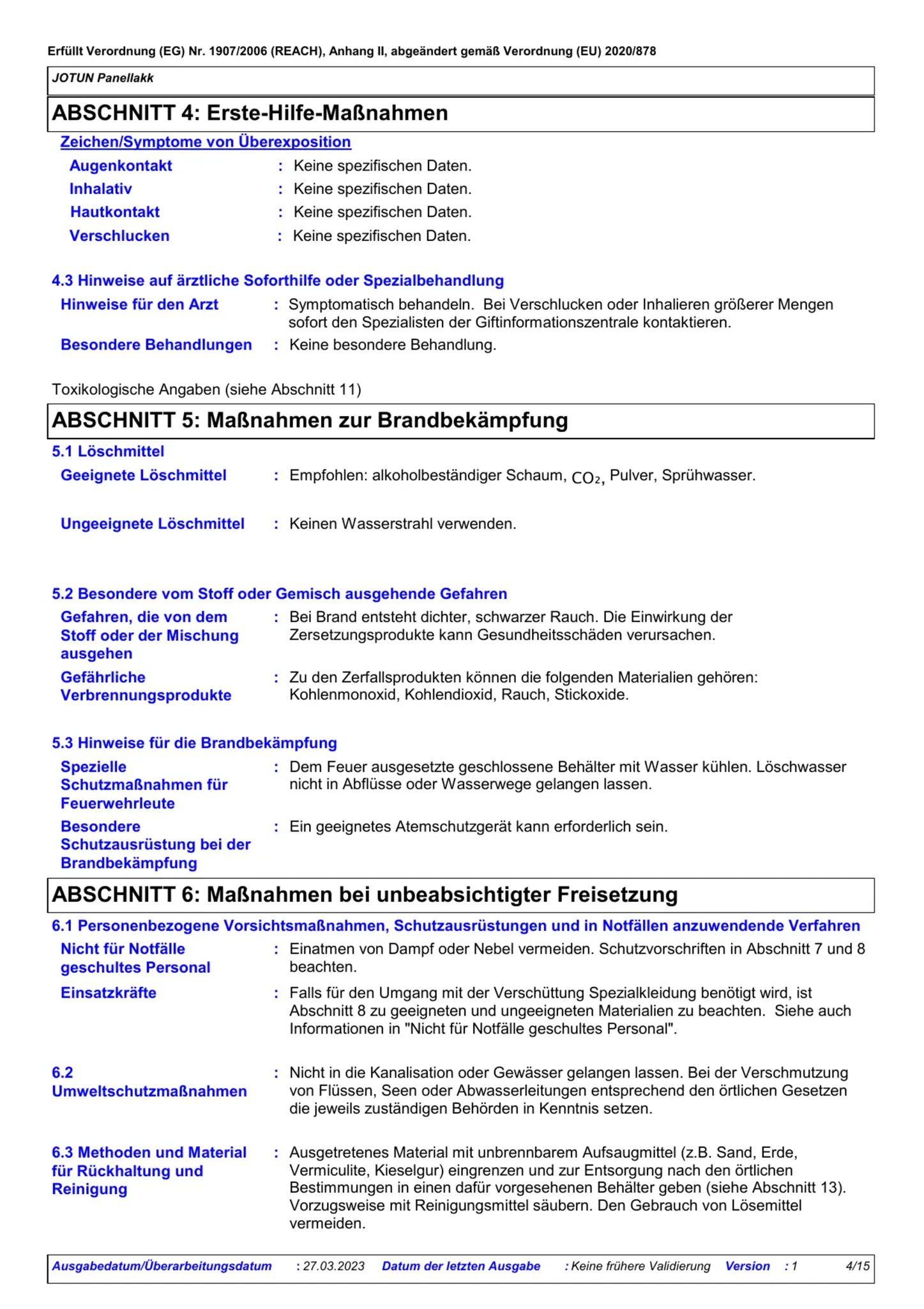 Sicherheitsdatenblatt Jotun Panellakk Seite 4