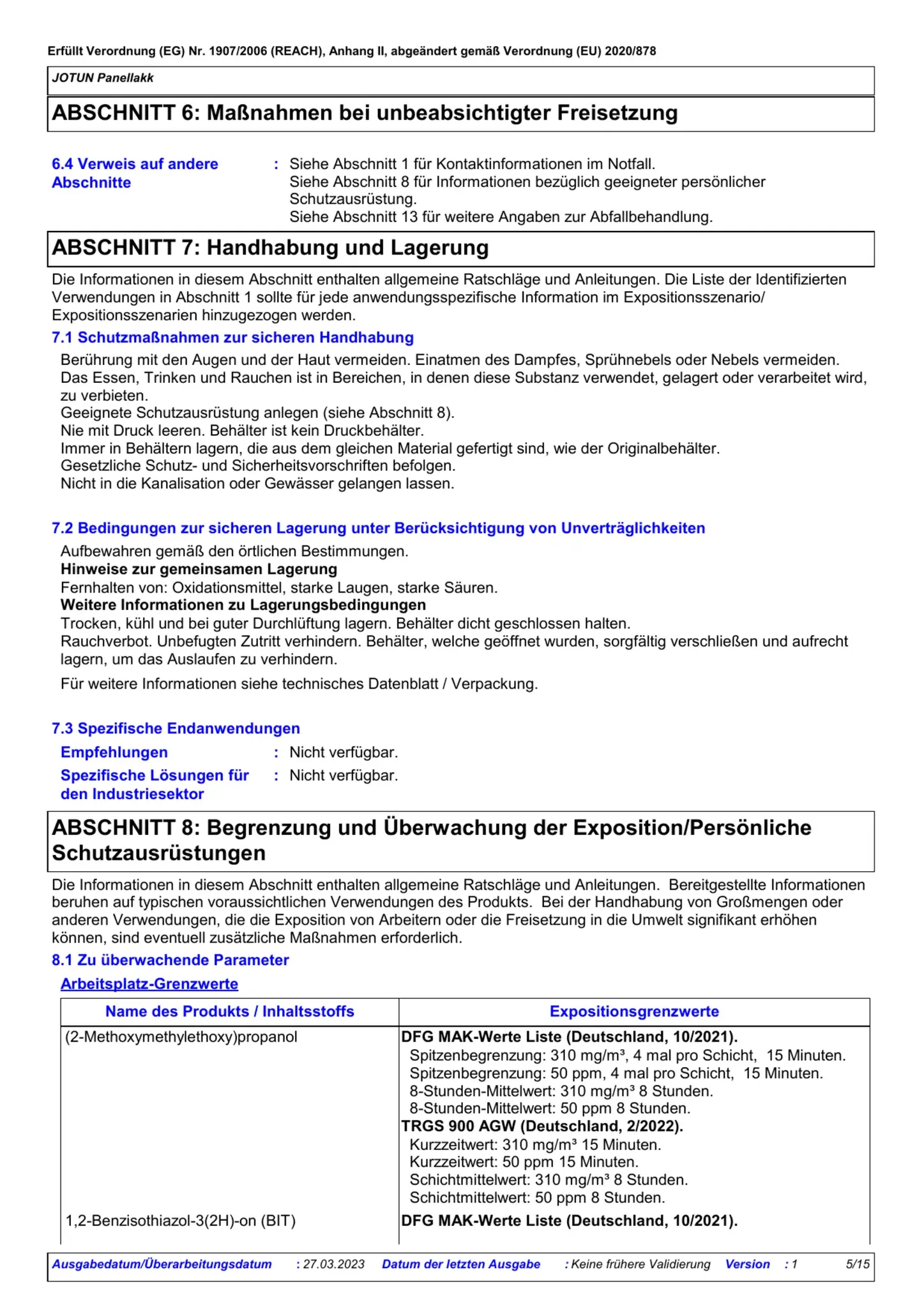 Sicherheitsdatenblatt Jotun Panellakk Seite 5