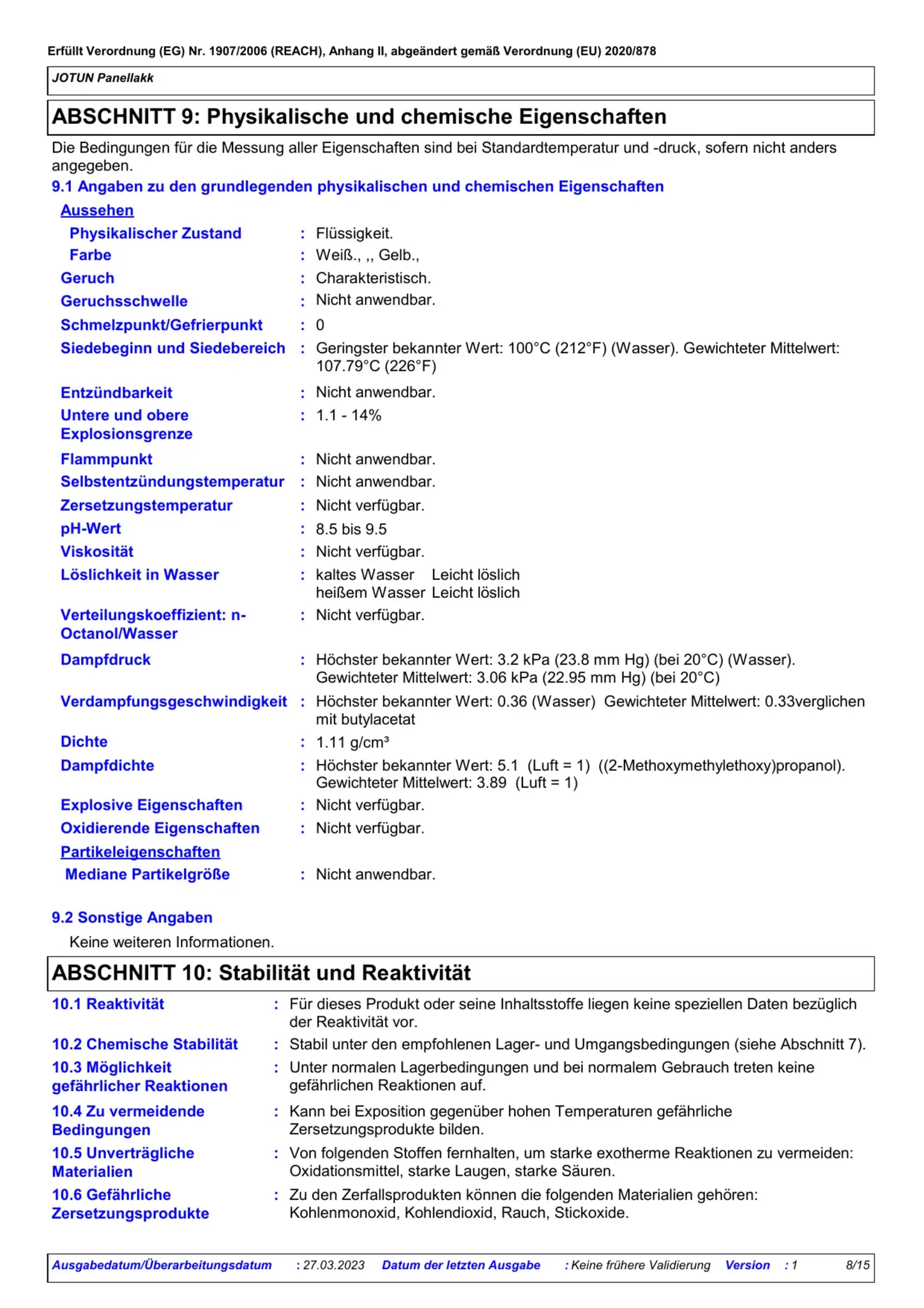 Sicherheitsdatenblatt Jotun Panellakk Seite 8