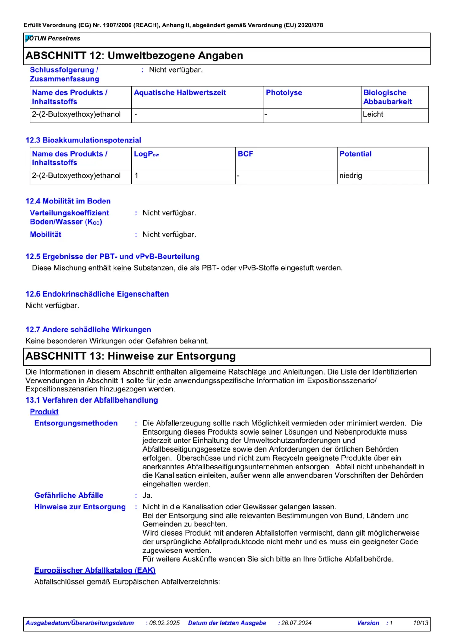 Sicherheitsdatenblatt Jotun Penselrens Seite 10