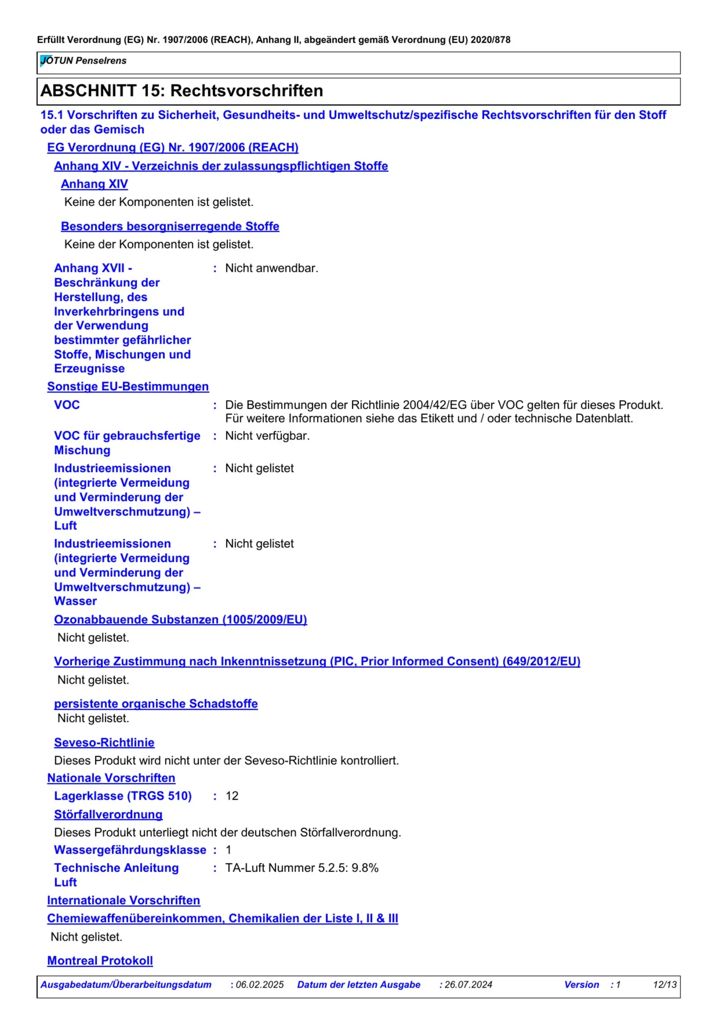 Sicherheitsdatenblatt Jotun Penselrens Seite 12
