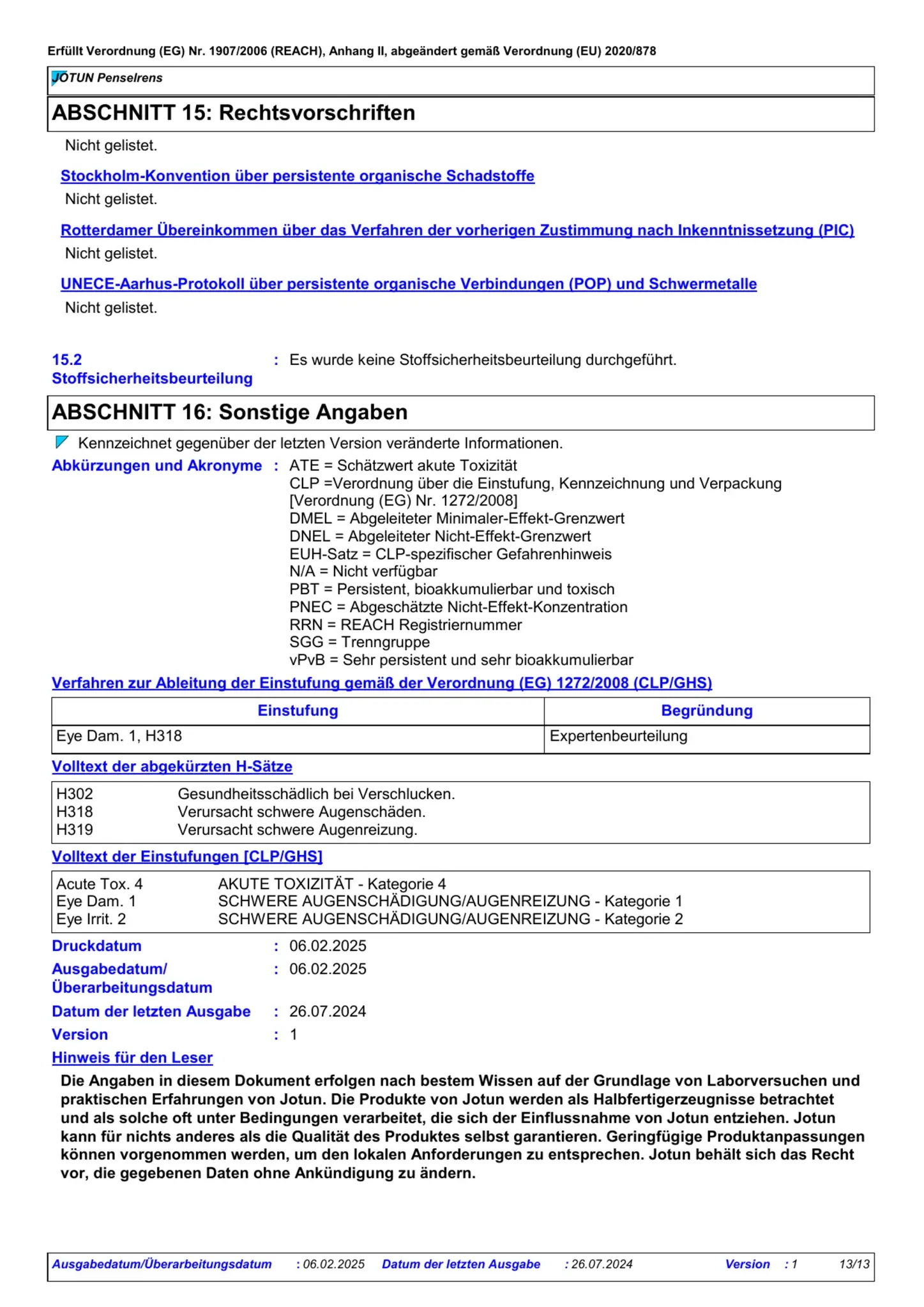 Sicherheitsdatenblatt Jotun Penselrens Seite 13