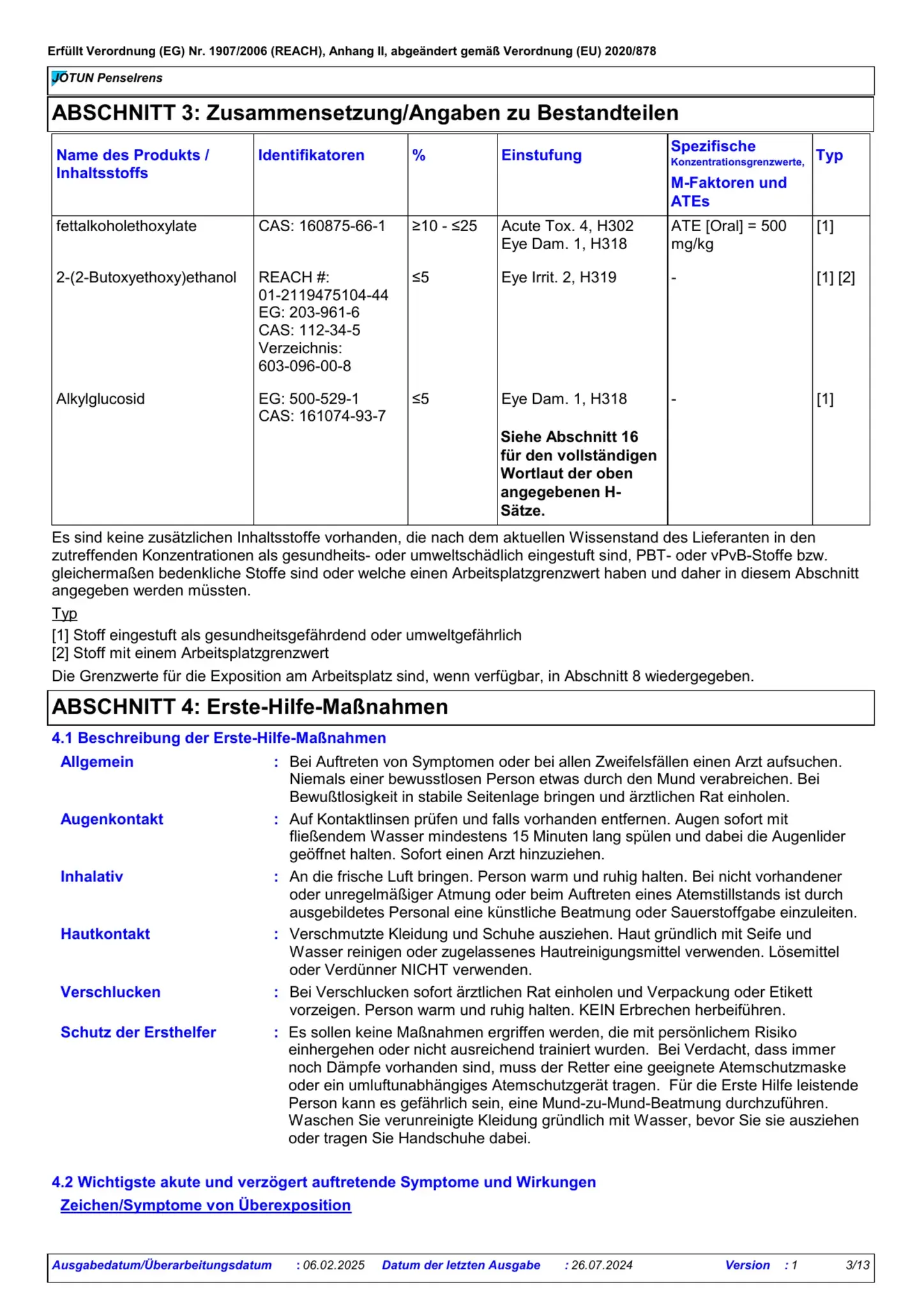 Sicherheitsdatenblatt Jotun Penselrens Seite 3