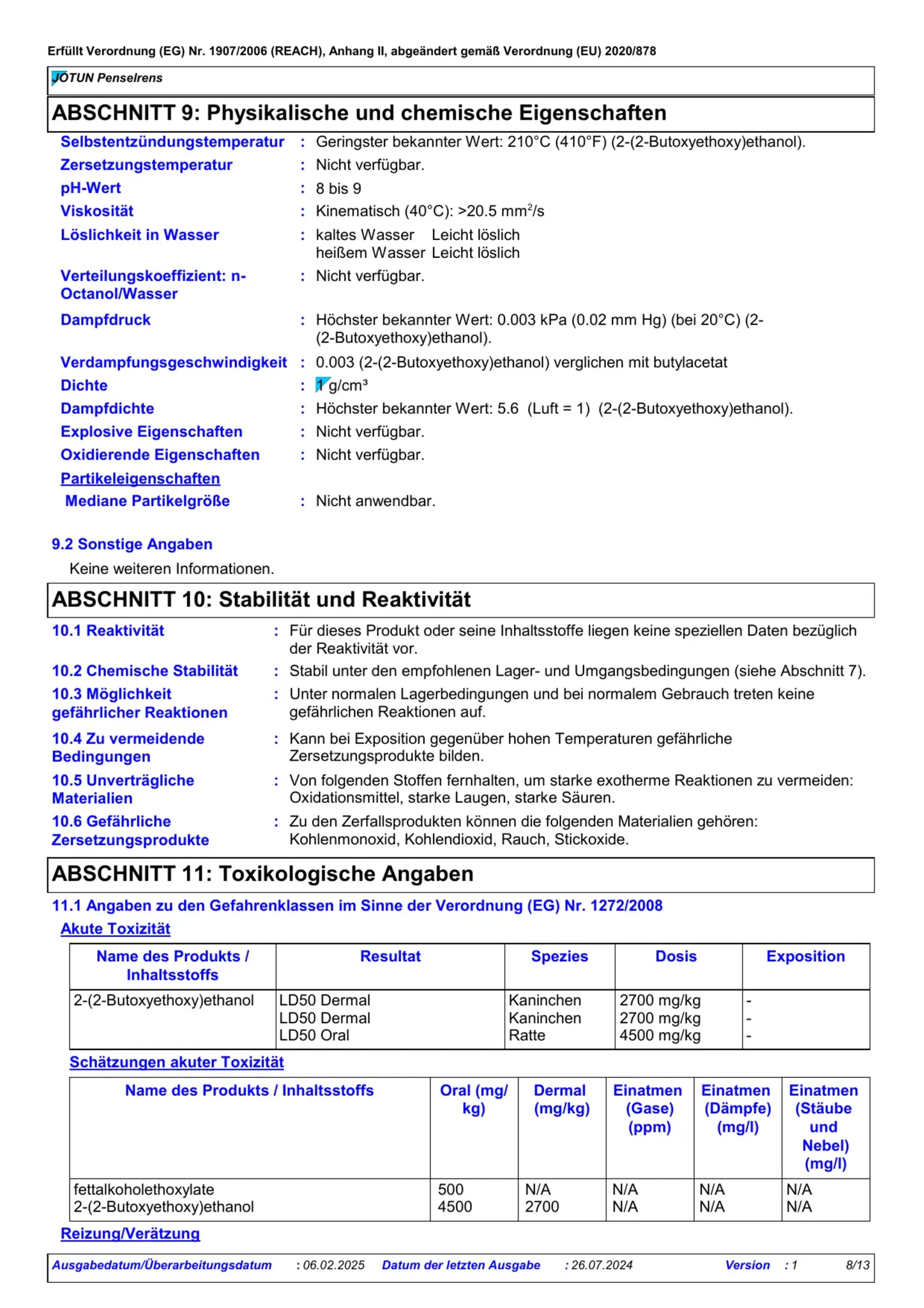 Sicherheitsdatenblatt Jotun Penselrens Seite 8