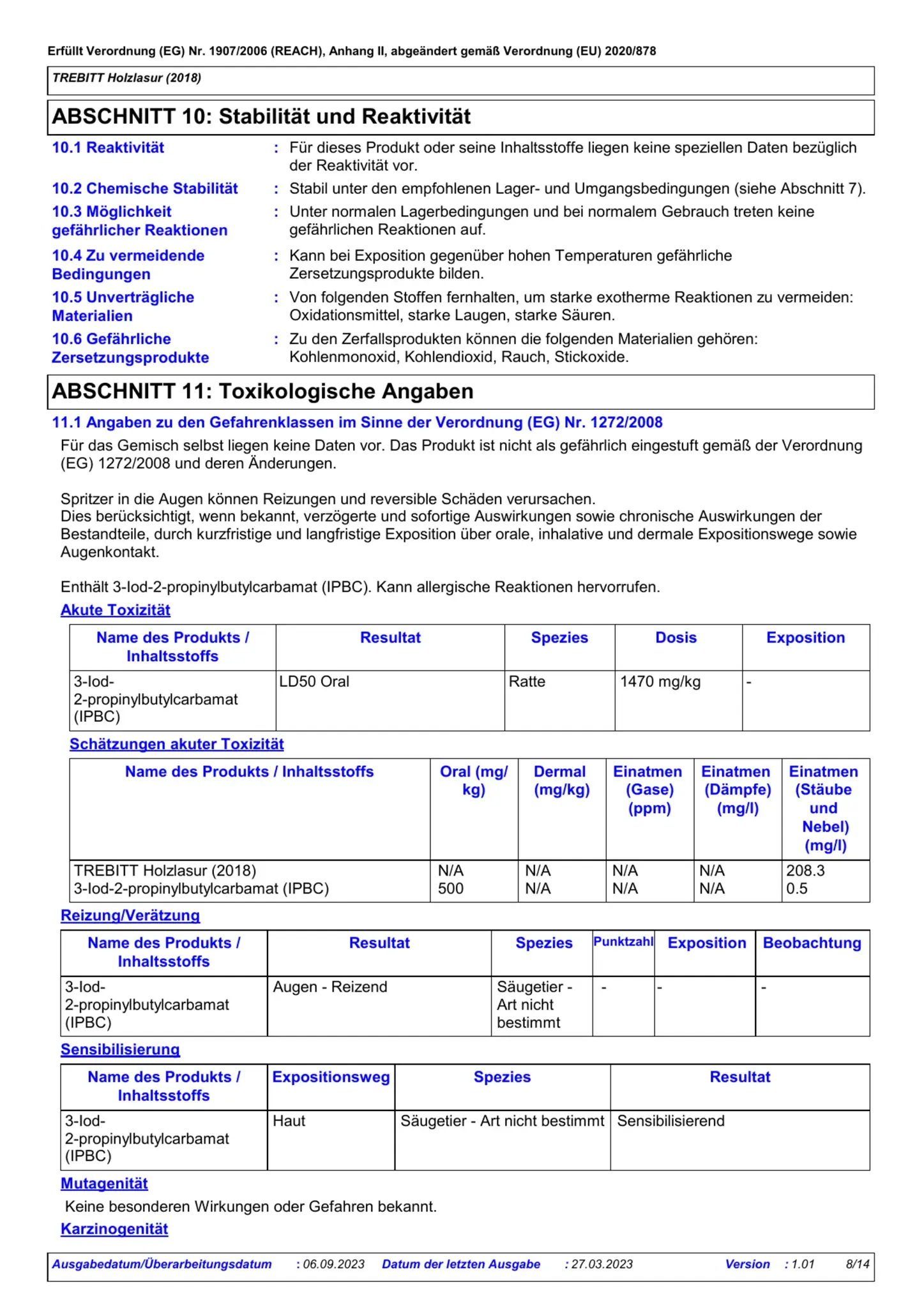 Sicherheitsdatenblatt Jotun Trebitt Holzlasur Seite 8