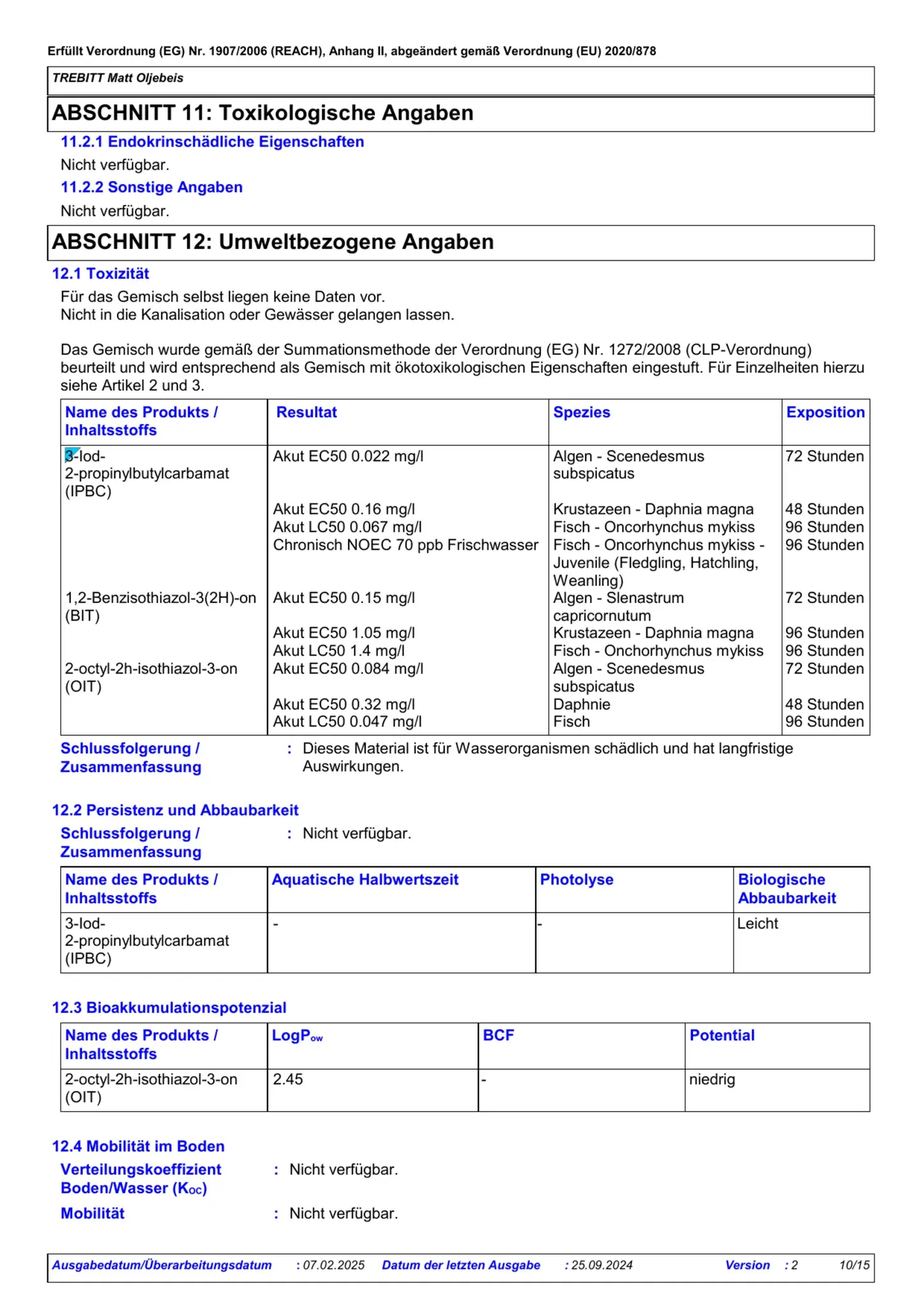Sicherheitsdatenblatt Jotun Trebitt Matt Oljebeis Seite 10