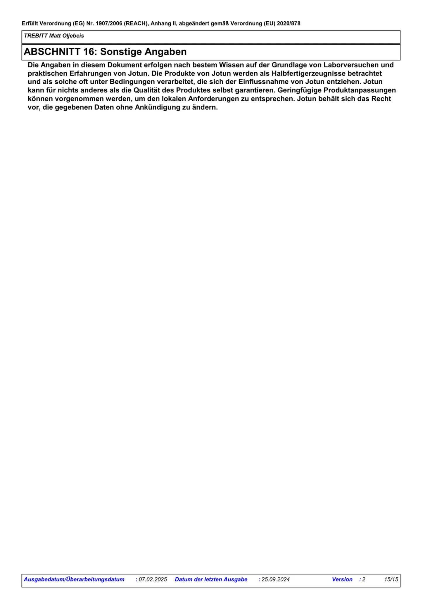 Sicherheitsdatenblatt Jotun Trebitt Matt Oljebeis Seite 15