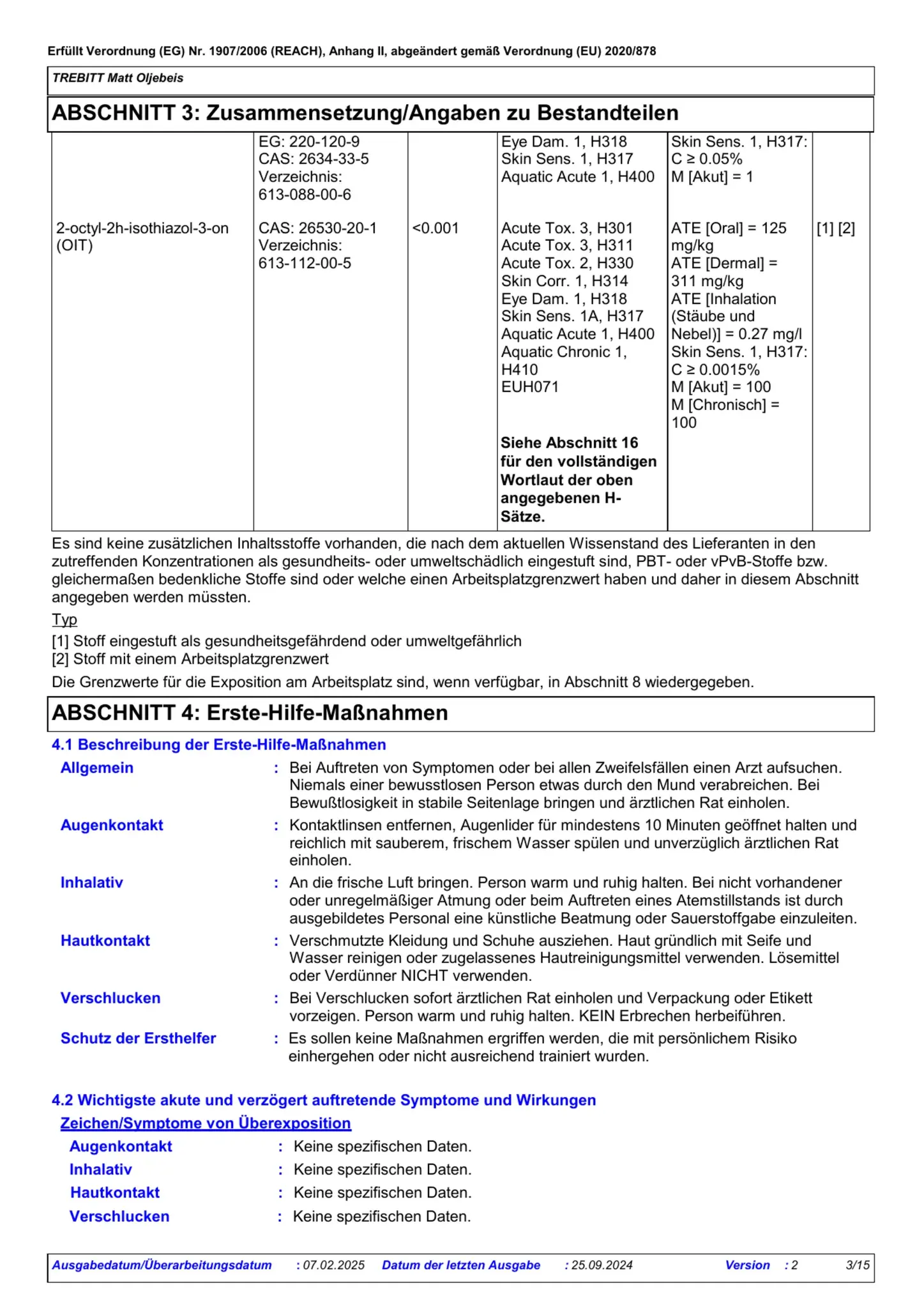Sicherheitsdatenblatt Jotun Trebitt Matt Oljebeis Seite 3