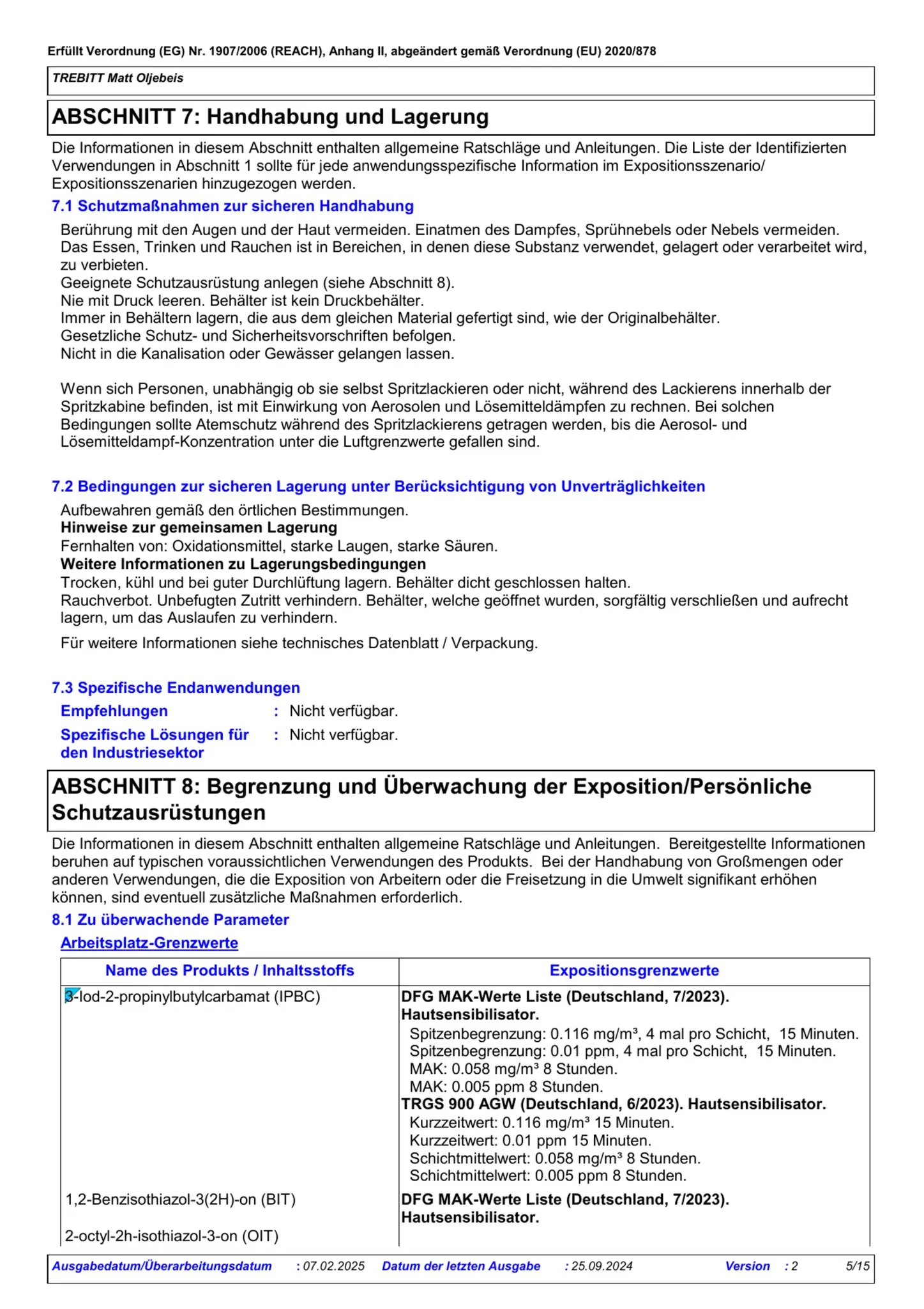 Sicherheitsdatenblatt Jotun Trebitt Matt Oljebeis Seite 5