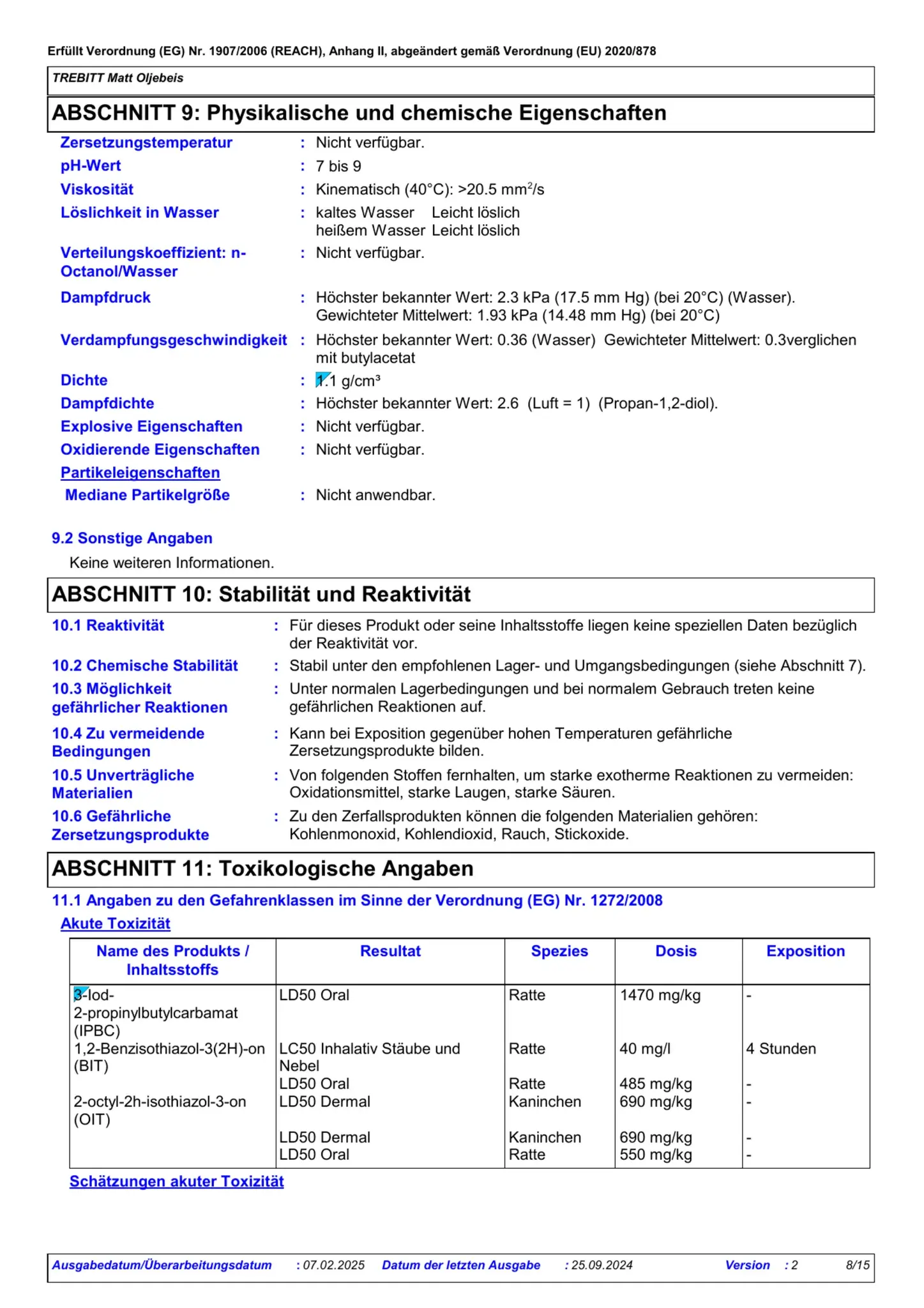 Sicherheitsdatenblatt Jotun Trebitt Matt Oljebeis Seite 8