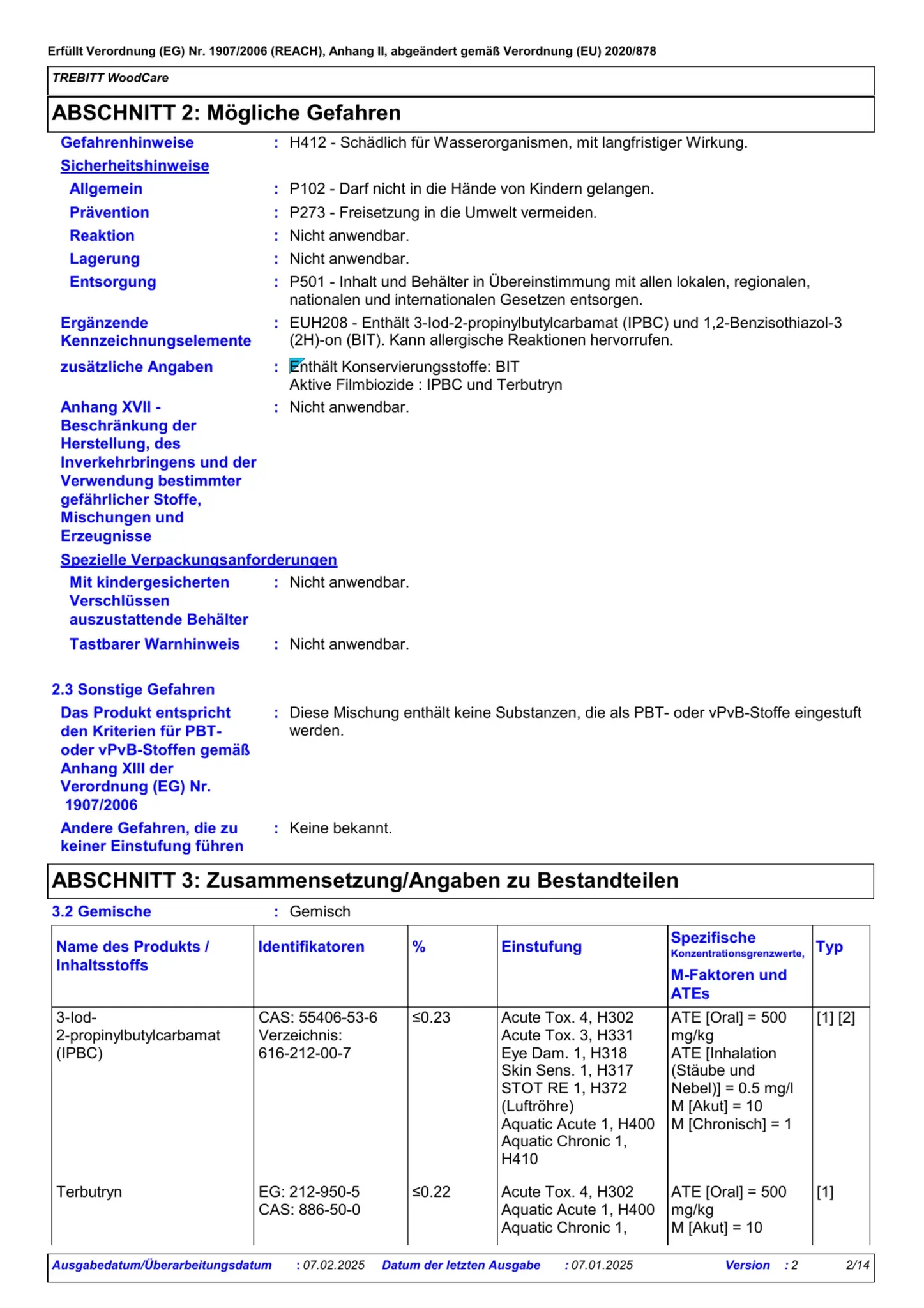 Sicherheitsdatenblatt Jotun Trebitt Woodcare Seite 2