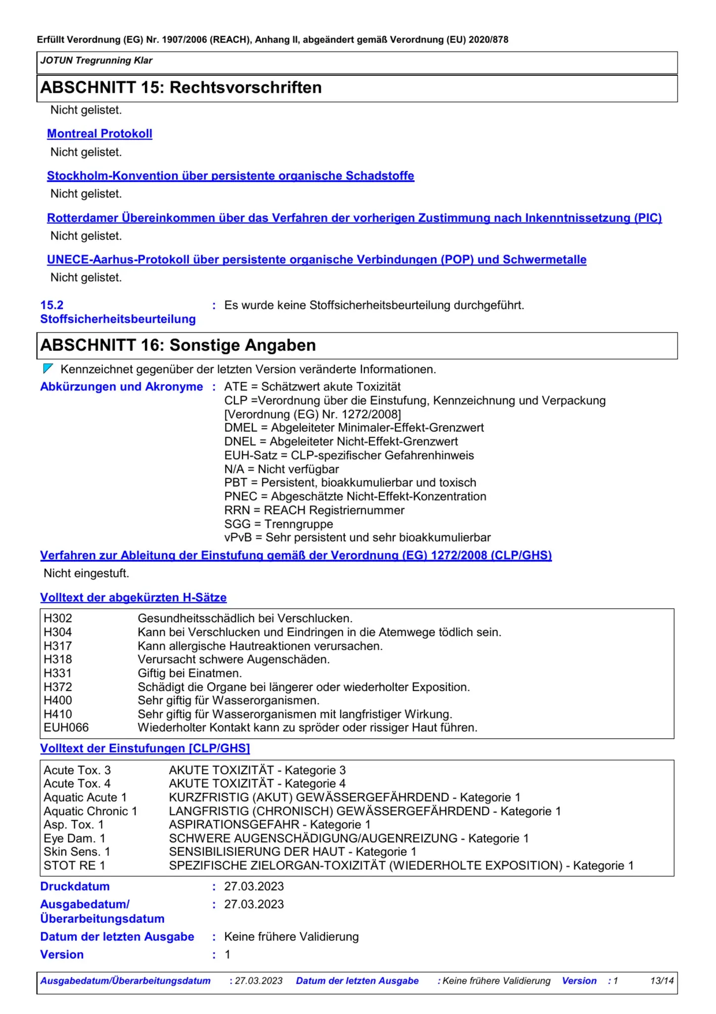 Sicherheitsdatenblatt Jotun Tregrunning Klar Seite 13