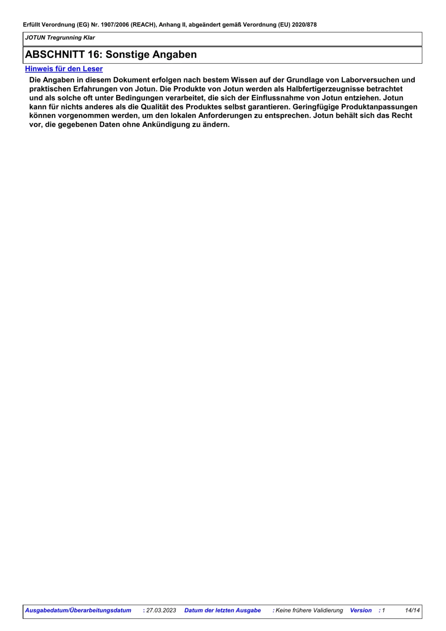 Sicherheitsdatenblatt Jotun Tregrunning Klar Seite 14