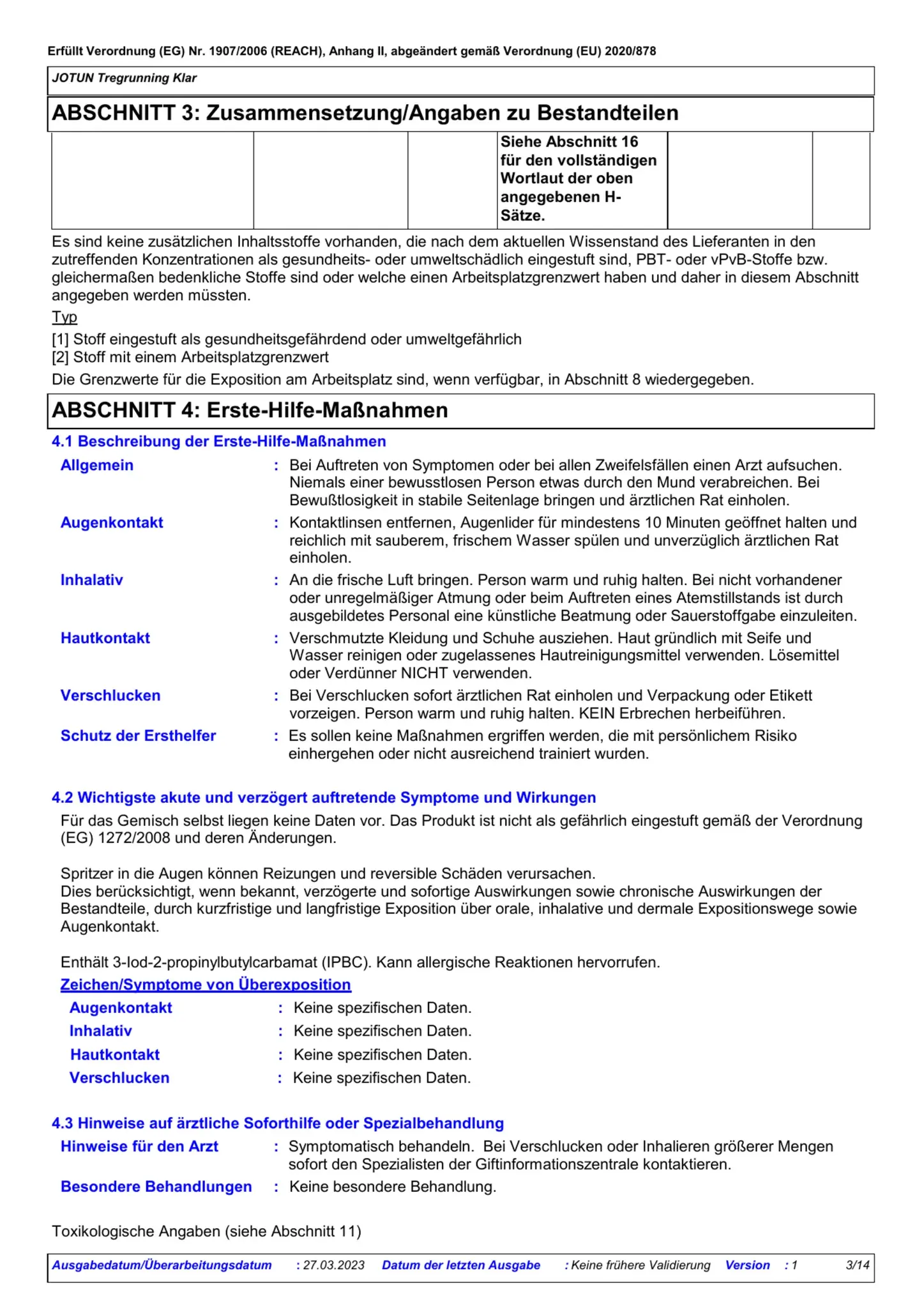 Sicherheitsdatenblatt Jotun Tregrunning Klar Seite 3
