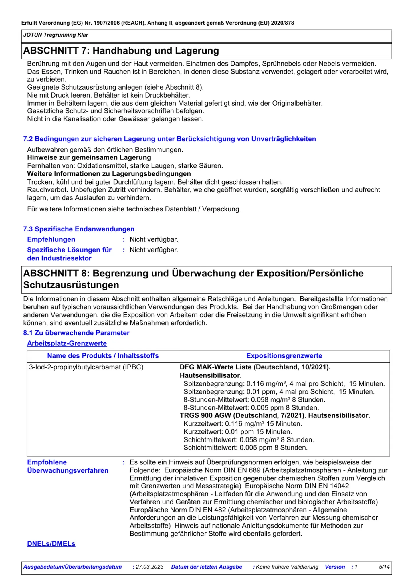 Sicherheitsdatenblatt Jotun Tregrunning Klar Seite 5