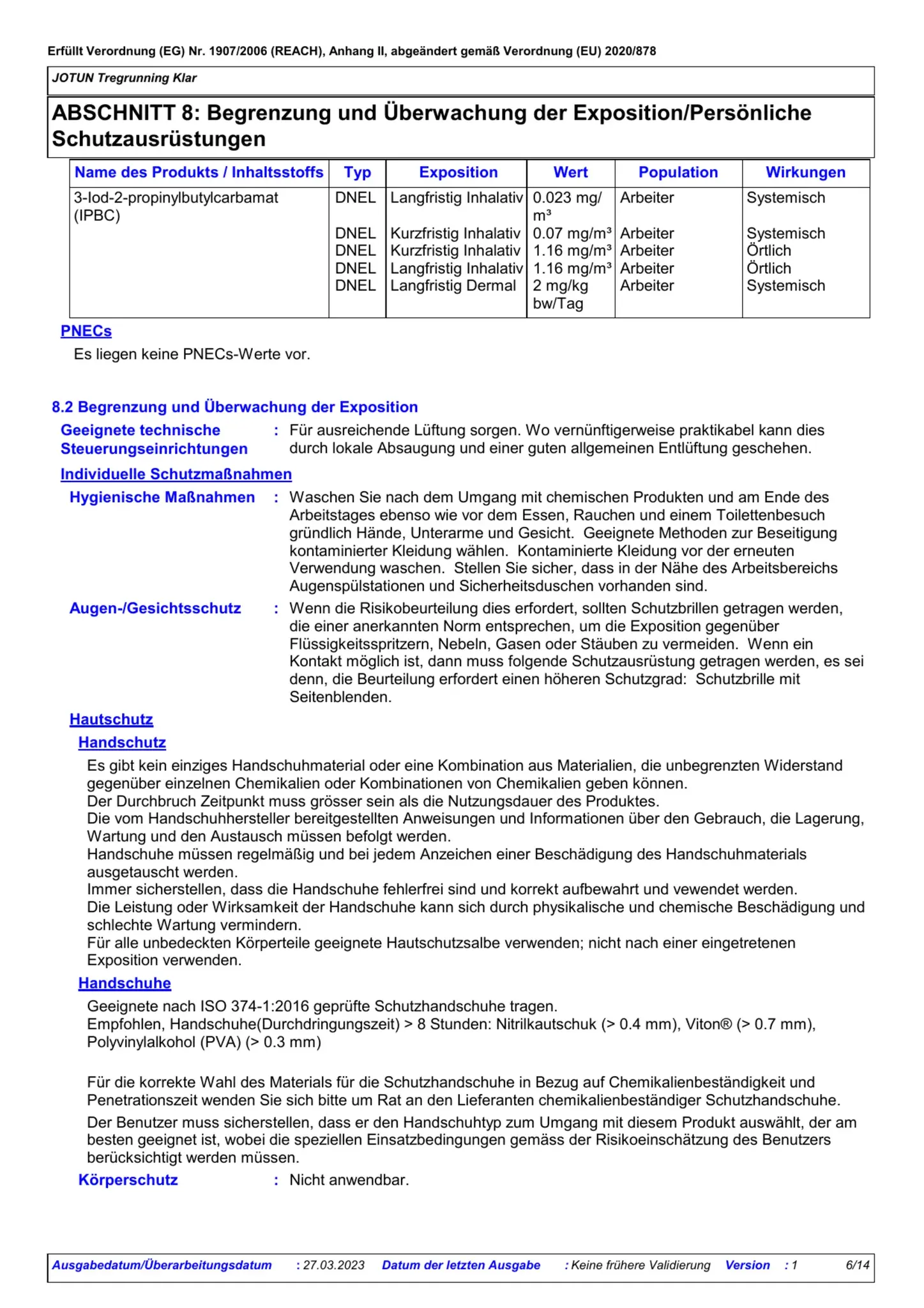 Sicherheitsdatenblatt Jotun Tregrunning Klar Seite 6