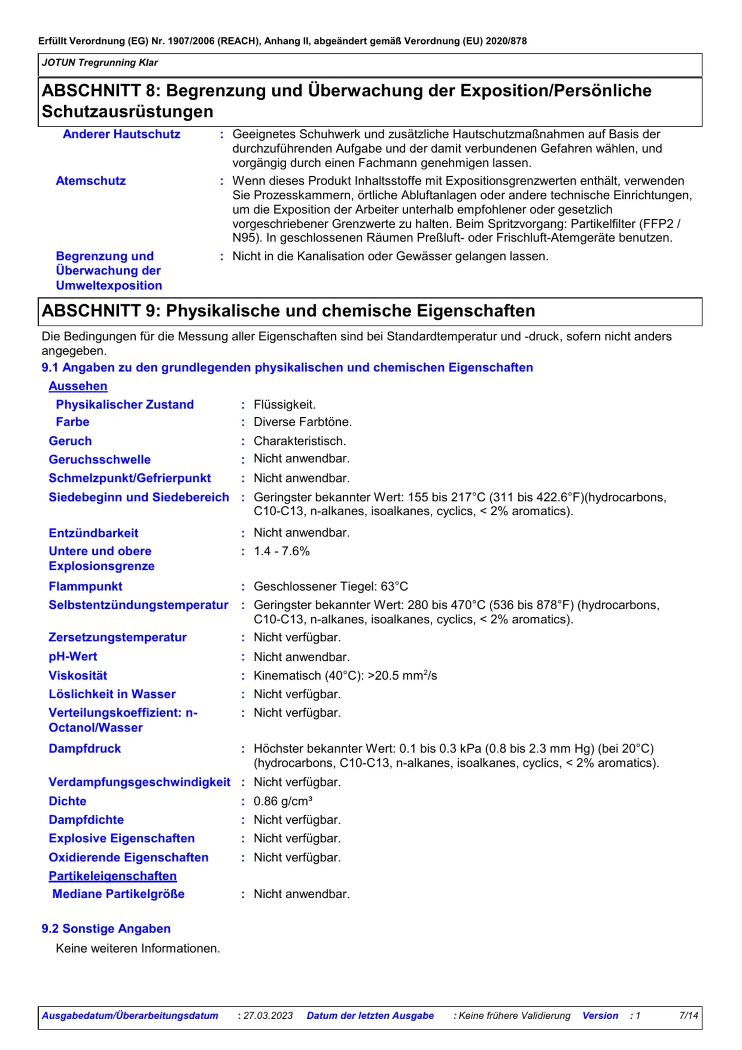 Sicherheitsdatenblatt Jotun Tregrunning Klar Seite 7