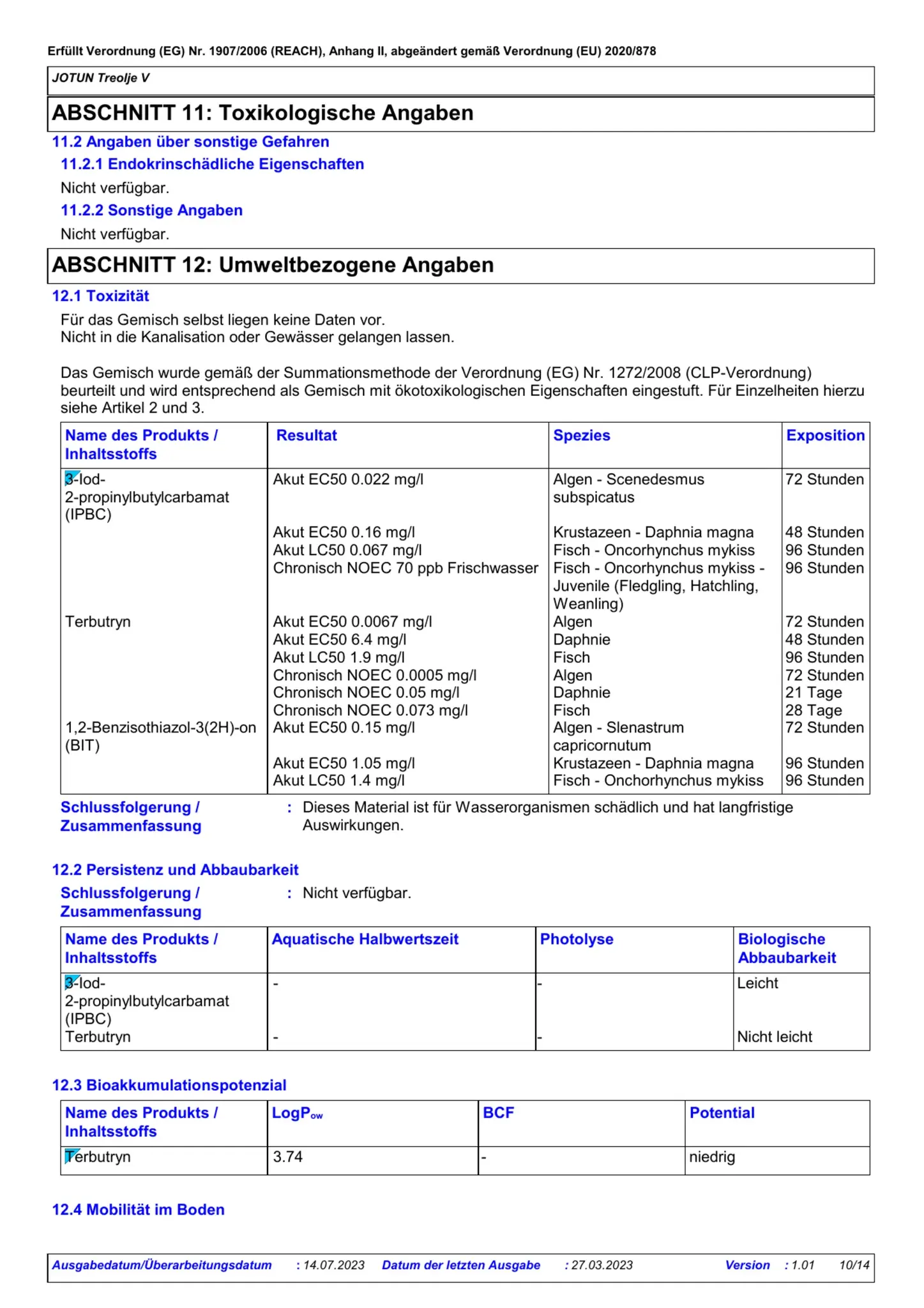 Sicherheitsdatenblatt Jotun Treolje V Seite 10