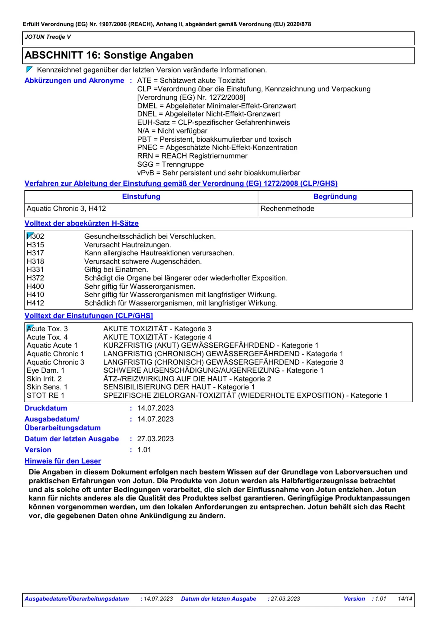 Sicherheitsdatenblatt Jotun Treolje V Seite 14
