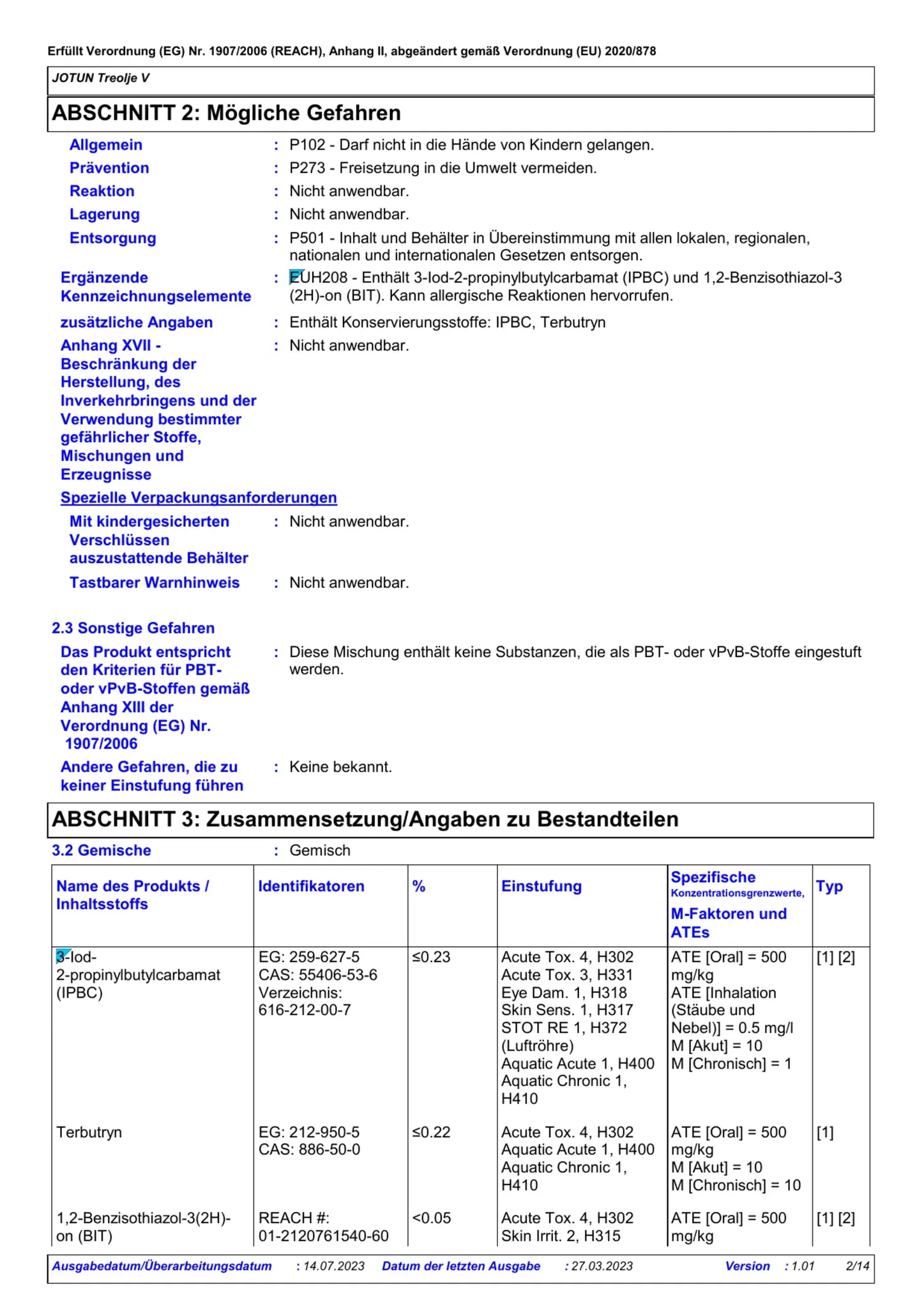 Sicherheitsdatenblatt Jotun Treolje V Seite 2
