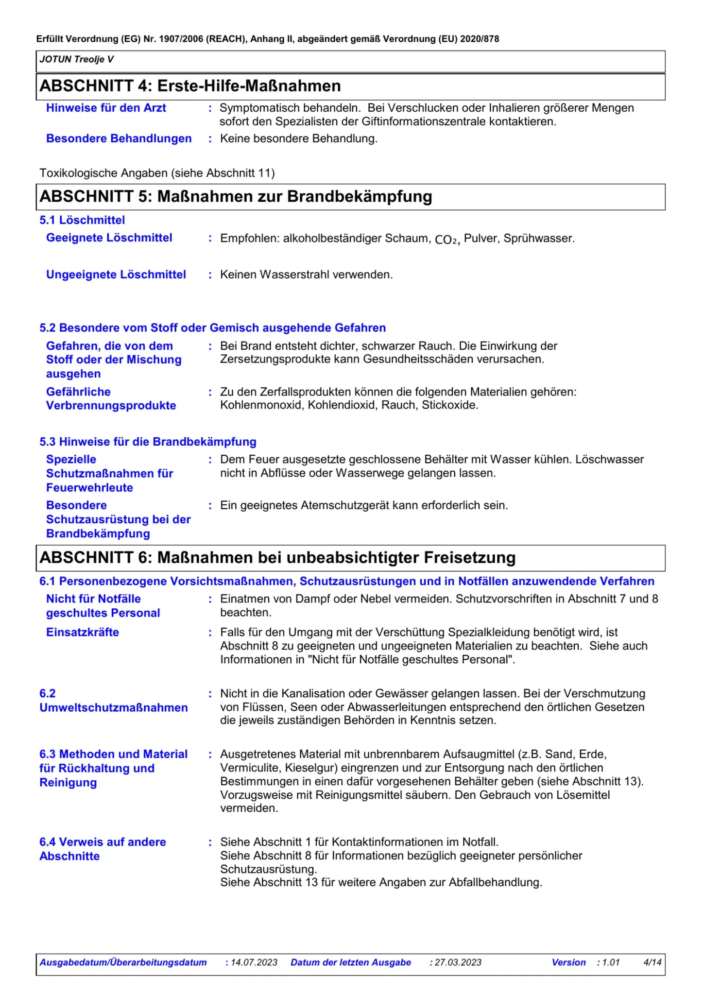 Sicherheitsdatenblatt Jotun Treolje V Seite 4