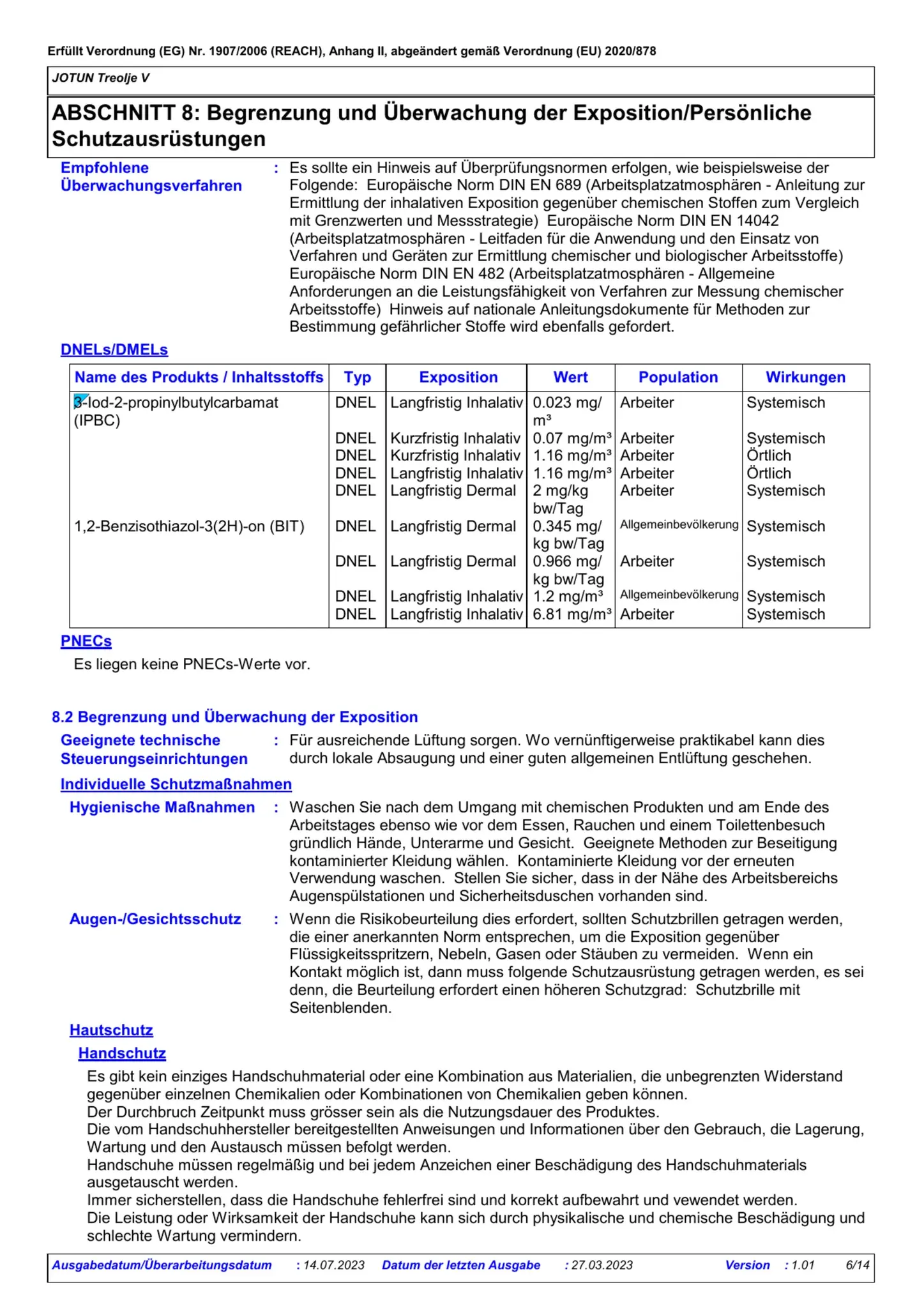 Sicherheitsdatenblatt Jotun Treolje V Seite 6