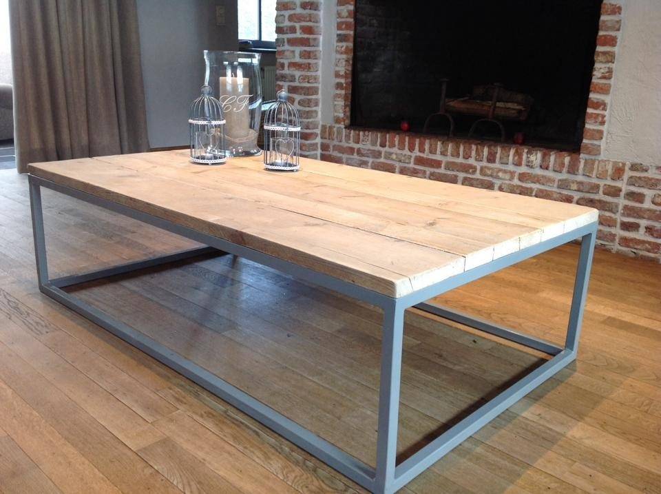 dalvik' industriele salontafel steigerhout/stalen onderstel - pure